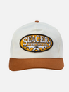 seager buckle snapback acrylic wool blend hat brown cream tan yellow gold black white brand logo patch kempt athens ga georgia men's clothing store