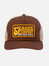 seager buckys trucker snapback cotton canvas mesh backing hat brown tan gold yellow white brand patch kempt athens ga georgia men's clothing store