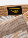seager buckys trucker snapback cotton canvas mesh backing hat brown tan gold yellow white brand patch kempt athens ga georgia men's clothing store