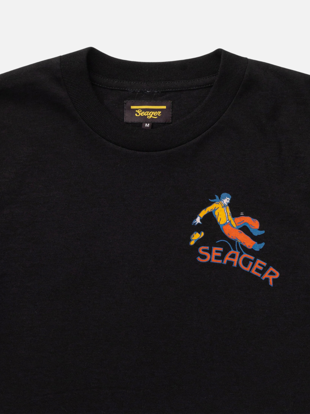 seager rodeo tee black 100% cotton graphic t-shirt kempt athens ga georgia men's clothing store