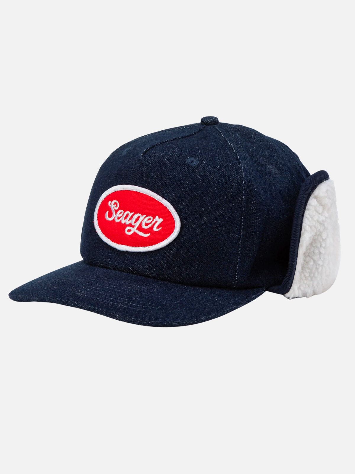 seager russ denim flapjack indigo blue red white brand patch ethically sourced organic sherpa kempt athens ga georgia men's clothing store hats