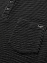 seager sawpit henley vintage black white brand embroidery on pocket waffle knit thermal ls long sleeve shirt kempt athens ga georgia men's clothing store