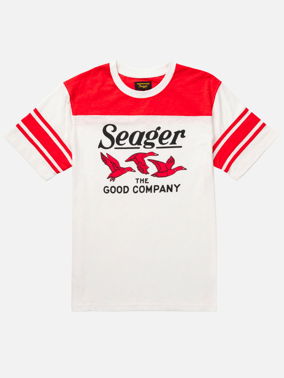 Seager The Riggins Crew Tee Red and White Kempt Athens Ga Mens Clothing Store Downtown Athens Shopping Lumpkin Street UGA