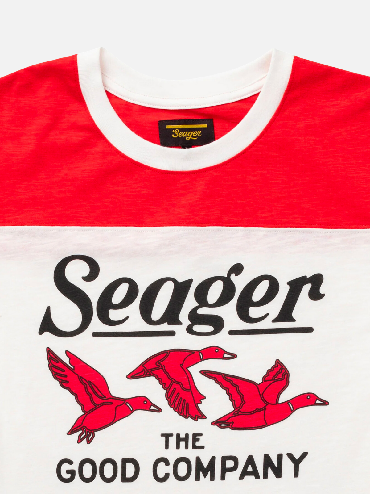 Seager The Riggins Crew Tee Red and White Kempt Athens Ga Mens Clothing Store Downtown Athens Shopping Lumpkin Street UGA