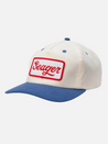 seager uncle bill hemp snapback cream navy blue red white seager brand patch hemp cotton blend hat kempt athens ga georgia men's clothing store