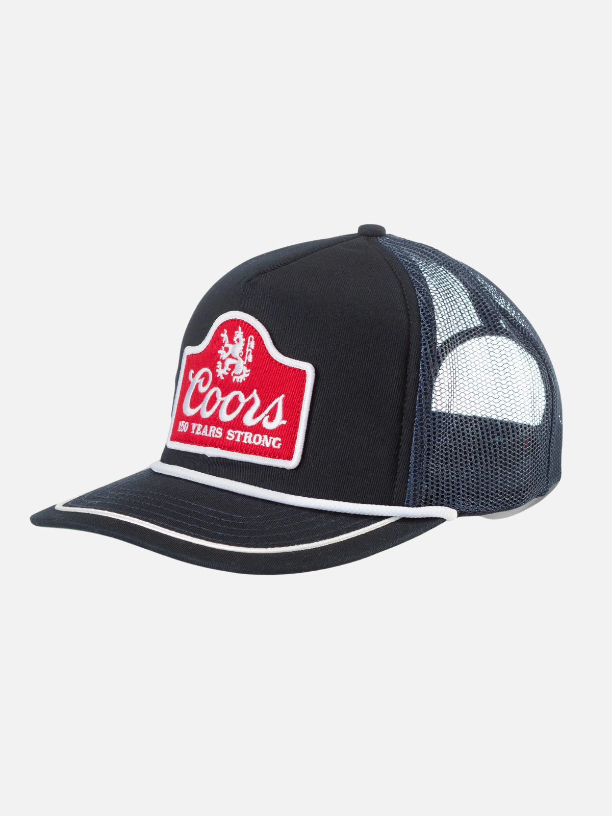 seager coors banquet collaboration celebrating 150 years hat snapback trucker hat navy blue white red cotton canvas polyester mesh kempt athens ga georgia men's clothing store