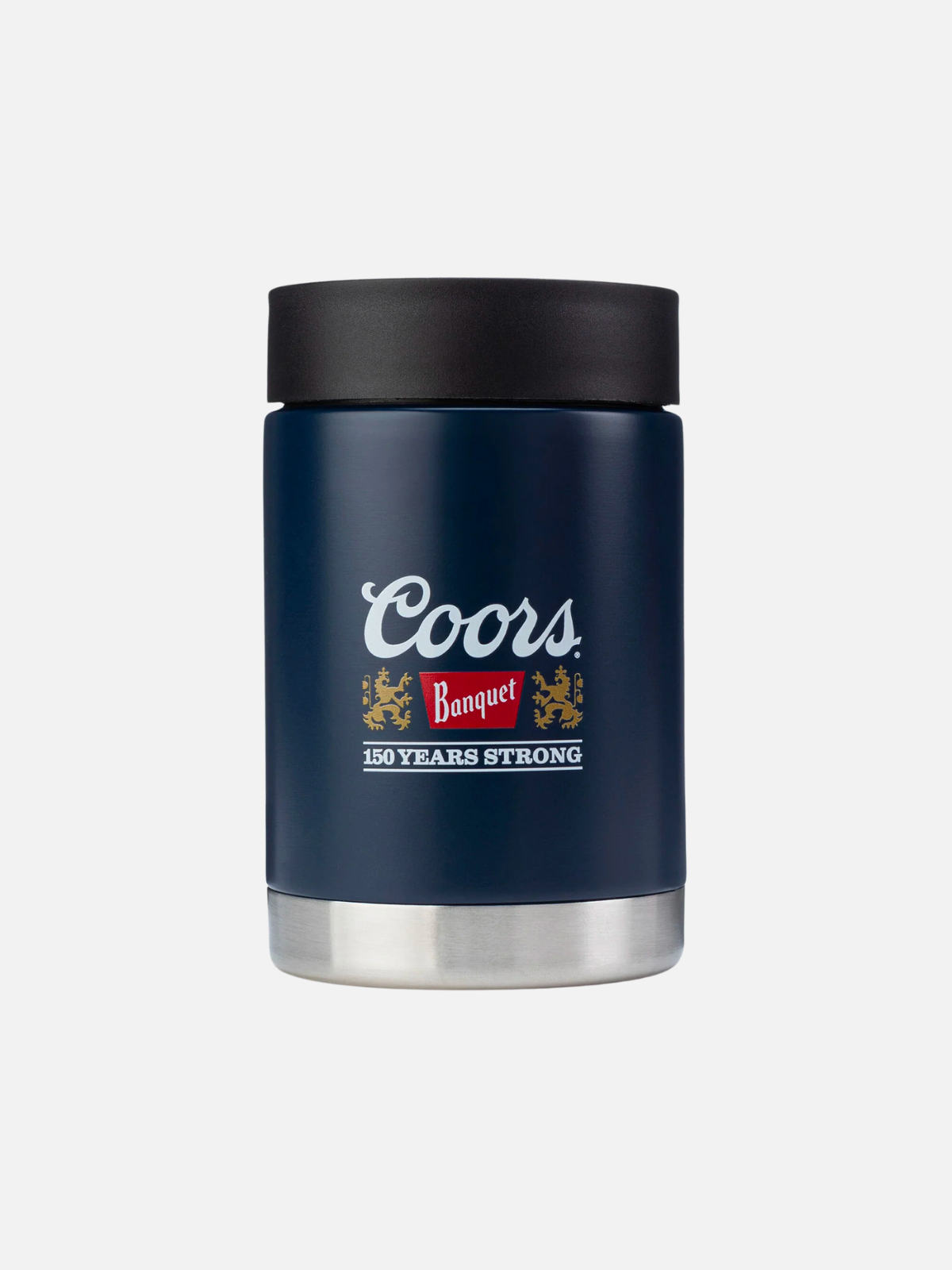 seager coors banquet beer collaboration celebrating 150 years of the brand can armor metal koozie beer can insulator navy blue kempt athens ga georgia men's clothing store