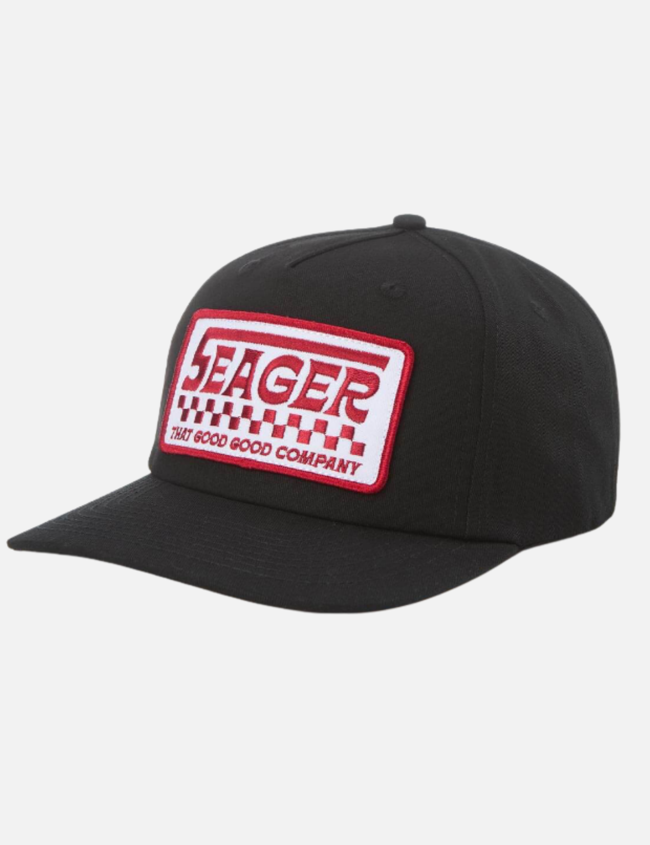 Seager ‘74 Snapback Black Red Racing Inspired Medium Profile Structure Hats For Men Hat for Him Athens GA Georgia Kempt Menswear Store Near Me