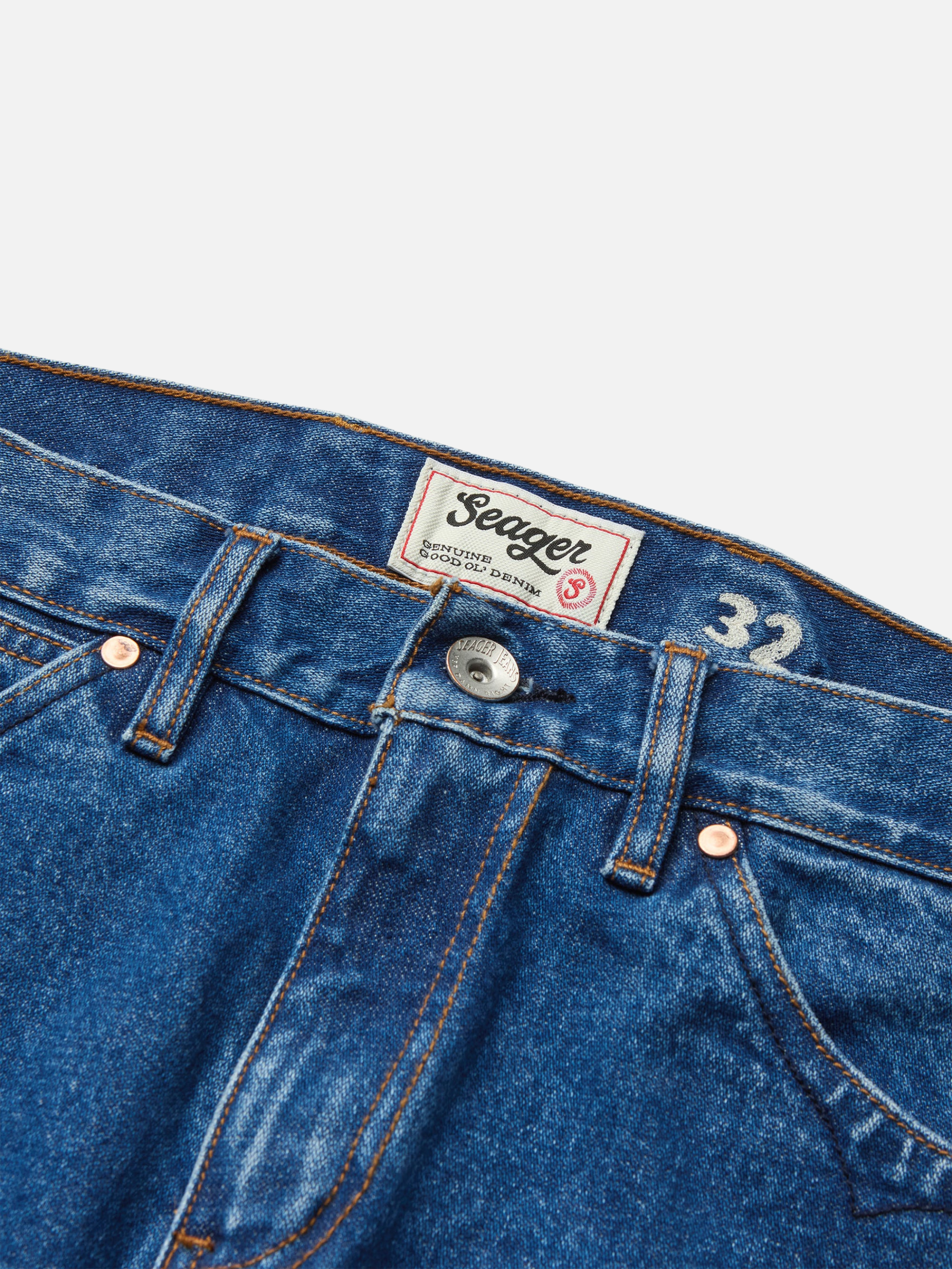 Seager Autry Jean Antique Wash Blue Men’s Relaxed Fit Jeans Denim Bottoms Kempt Athens Menswear Store