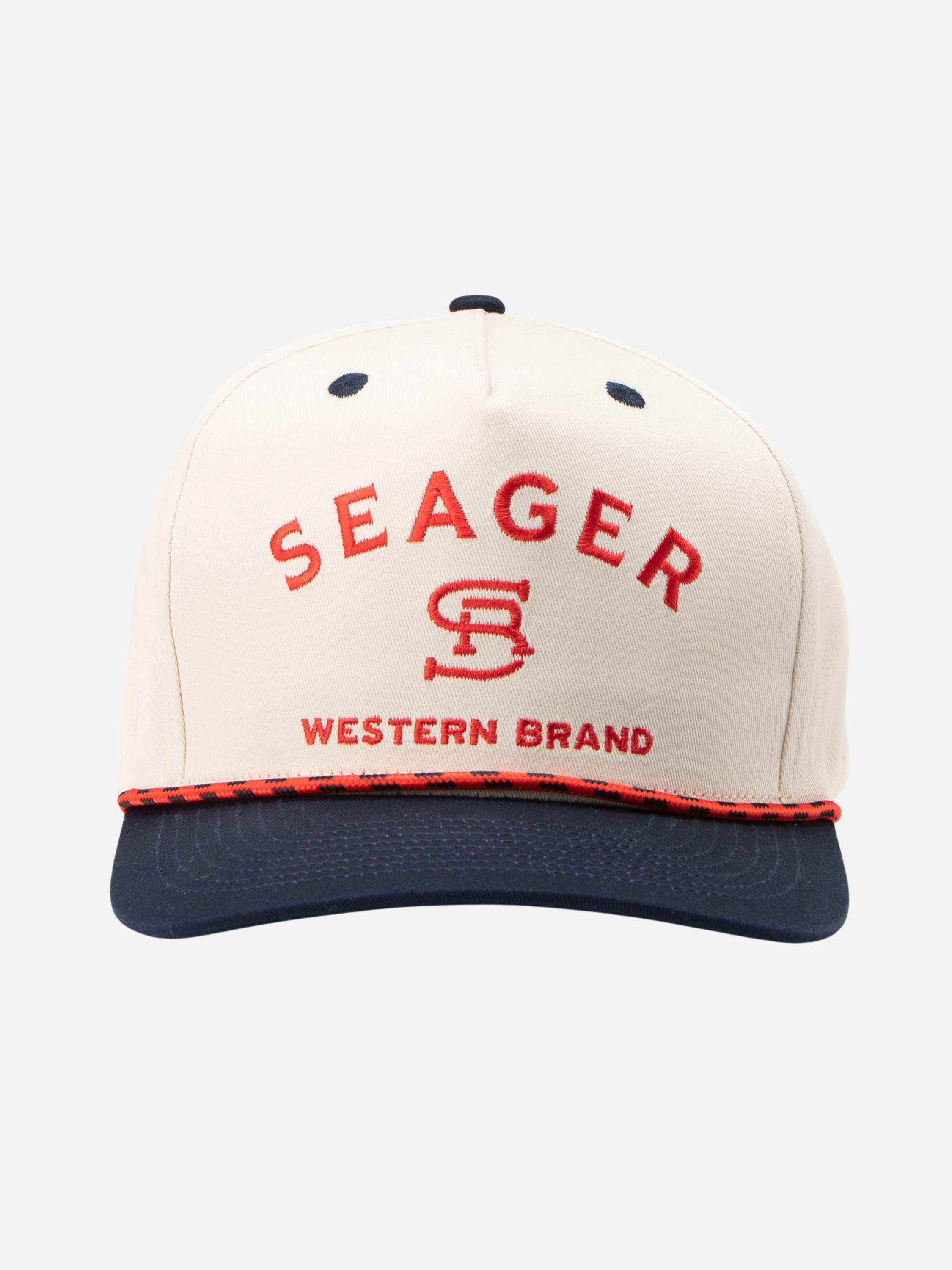 Seager Branded Snapback Hat Cream Navy Athens GA Georgia Kempt Menswear Store Near Me