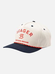 Seager Branded Snapback Hat Cream Navy Athens GA Georgia Kempt Menswear Store Near Me