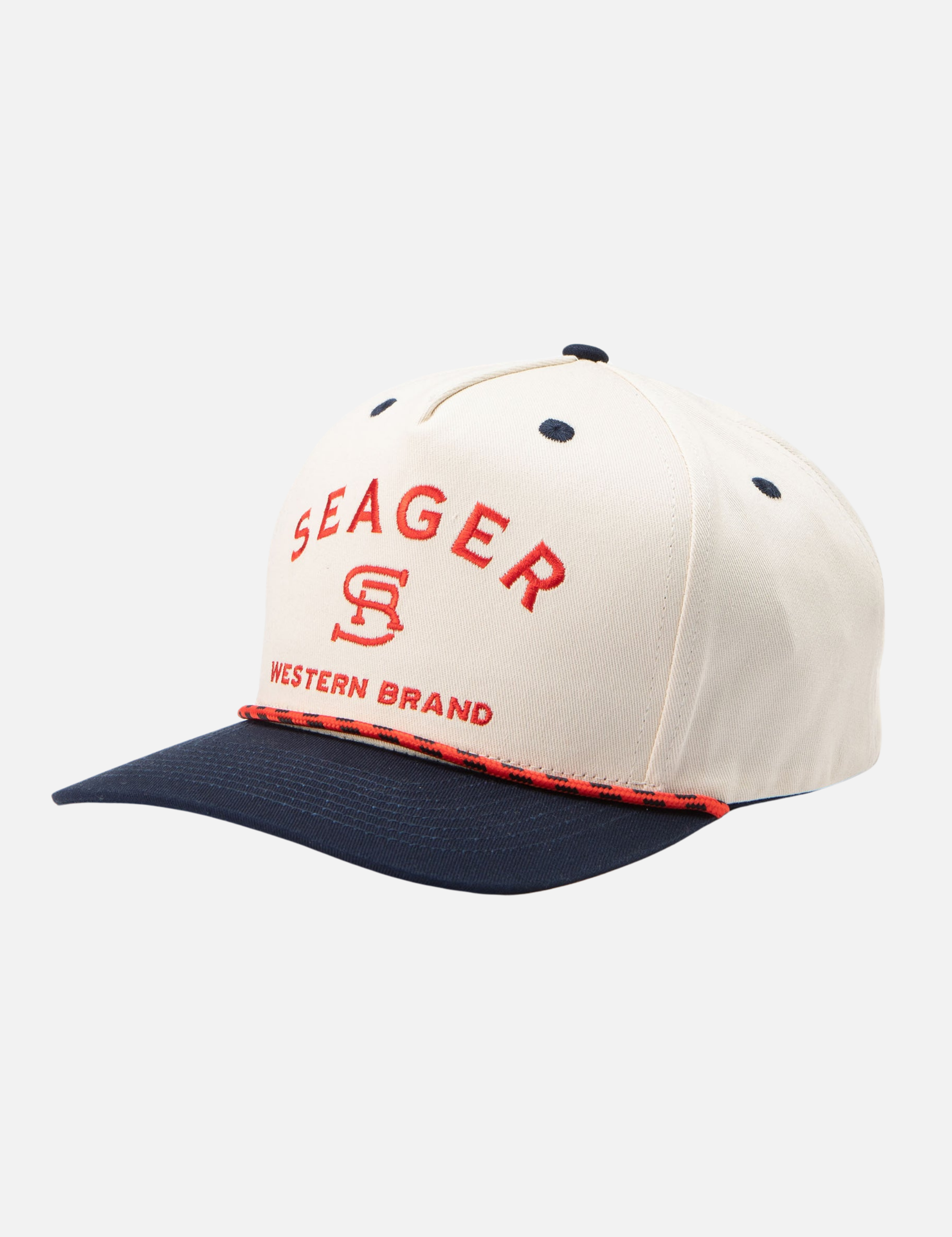 Seager Branded Snapback Hat Cream Navy Athens GA Georgia Kempt Menswear Store Near Me