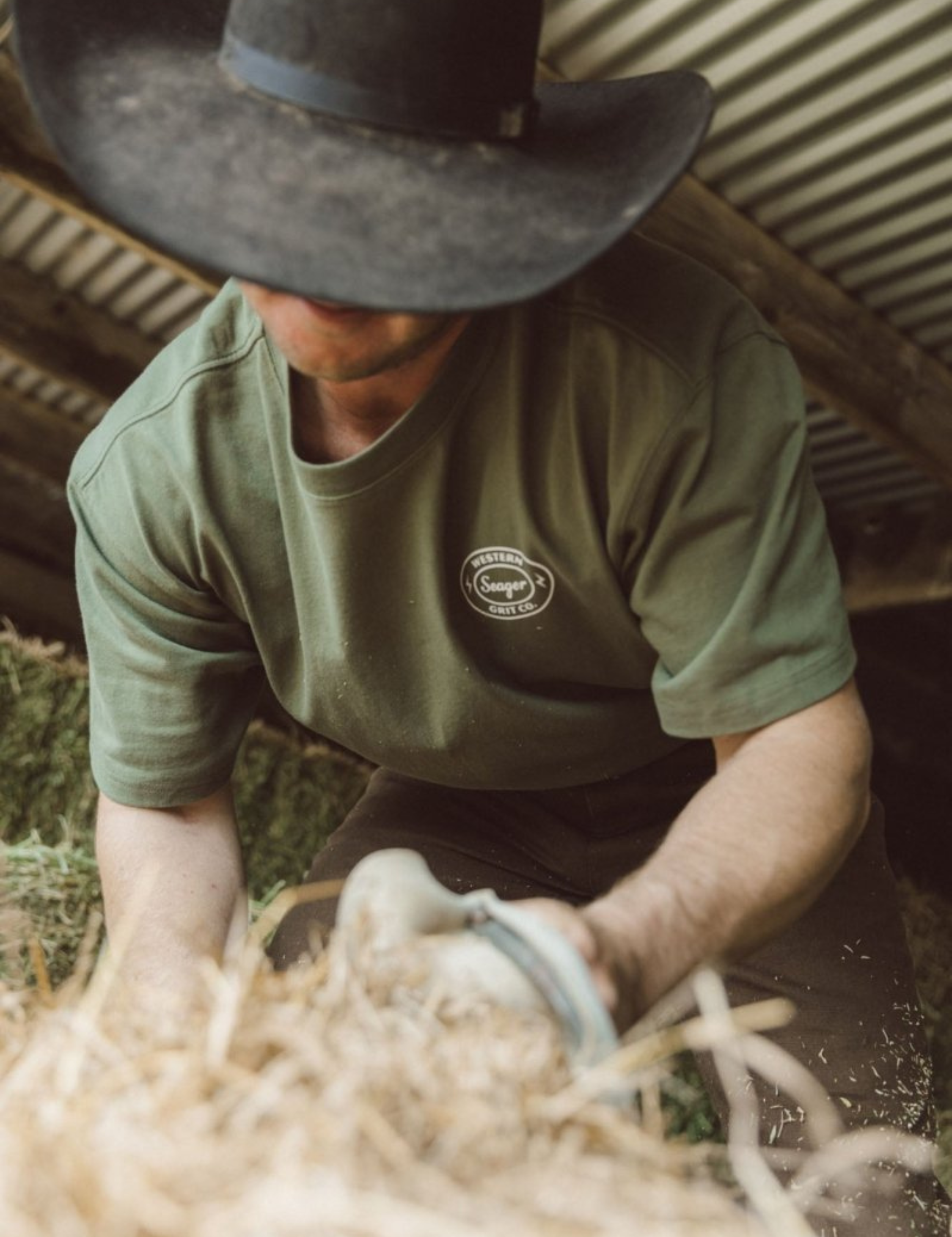 Seager Ford Burl Heavyweight Relaxed Graphic Tee Men’s Top for Men Military Green Athens GA Georgia Kempt Menswear Store Near Me