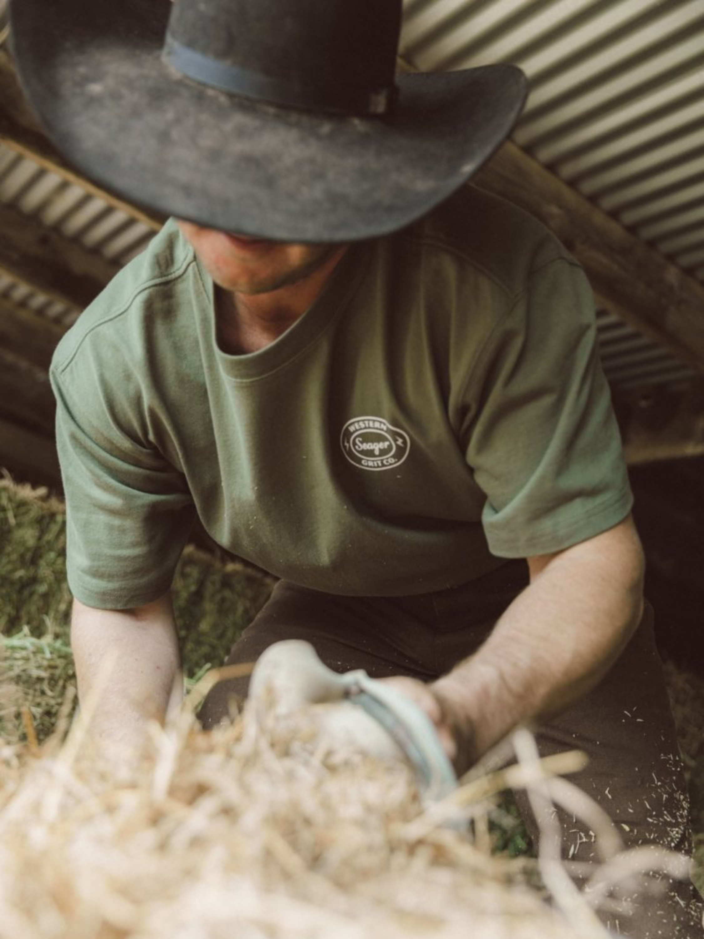 Seager Ford Burl Heavyweight Relaxed Graphic Tee Men’s Top for Men Military Green Athens GA Georgia Kempt Menswear Store Near Me