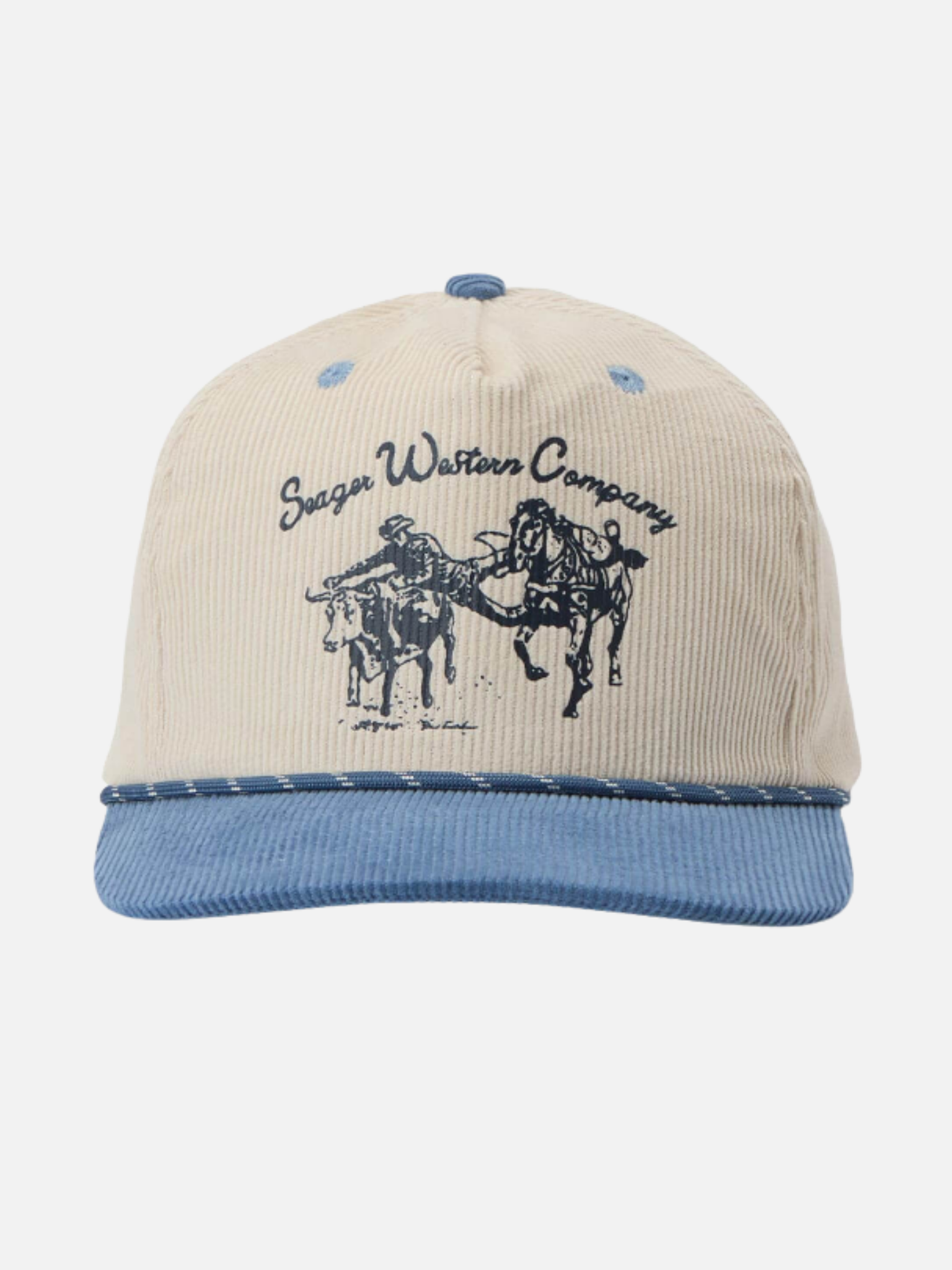 Seager Los Rios Corduroy Snapback Contrast Brim Stitching Cream Blue Men’s Hats Hat for Men Accessories Accessory Athens GA Georgia Kempt Menswear Store Near Me