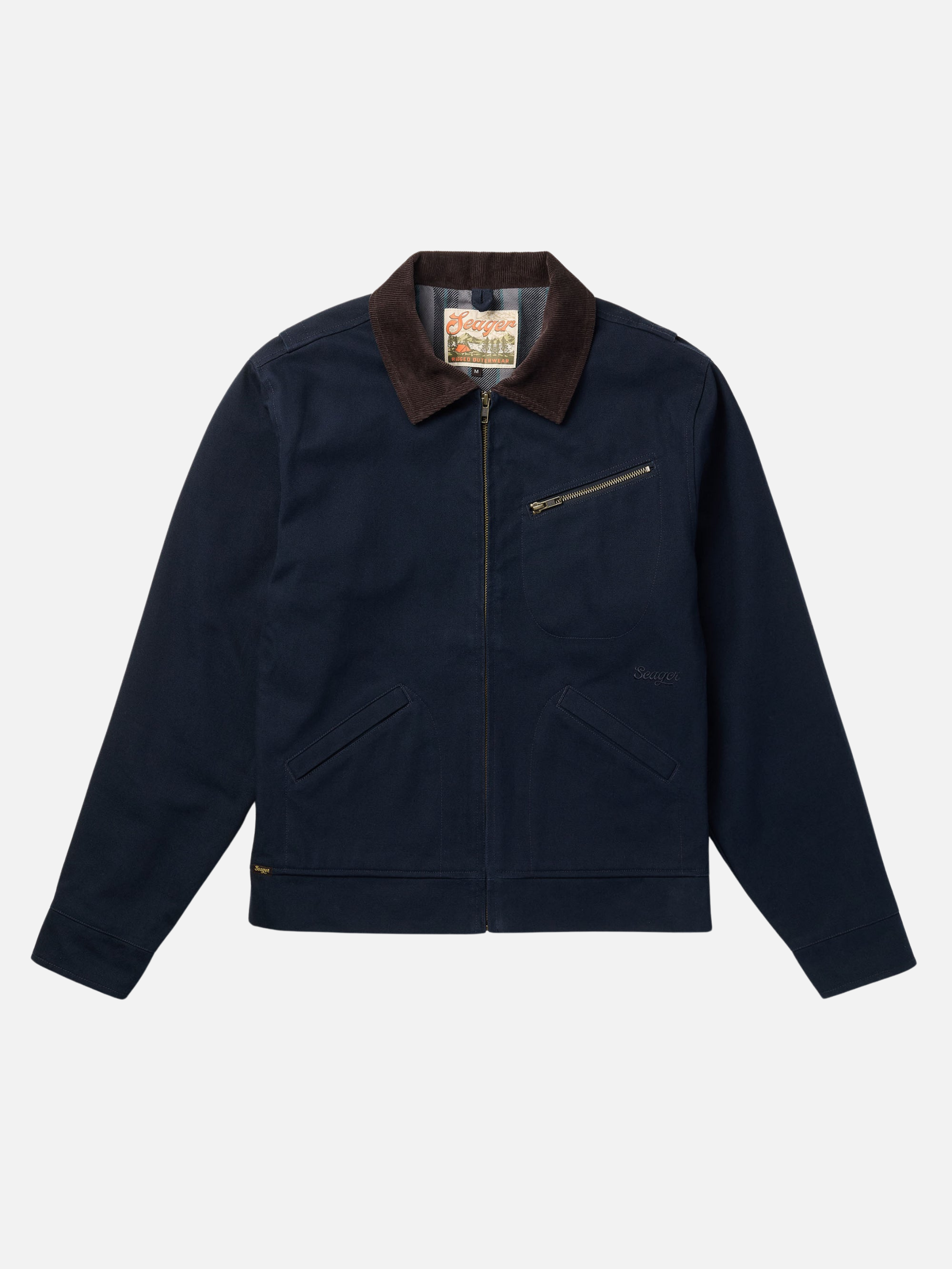 Seager Blanket Lined Ranch Jacket Dark Navy Cropped Diagonal Zipper Duck Canvas Winter Outerwear Athens GA Georgia Kempt Menswear Store Near Me