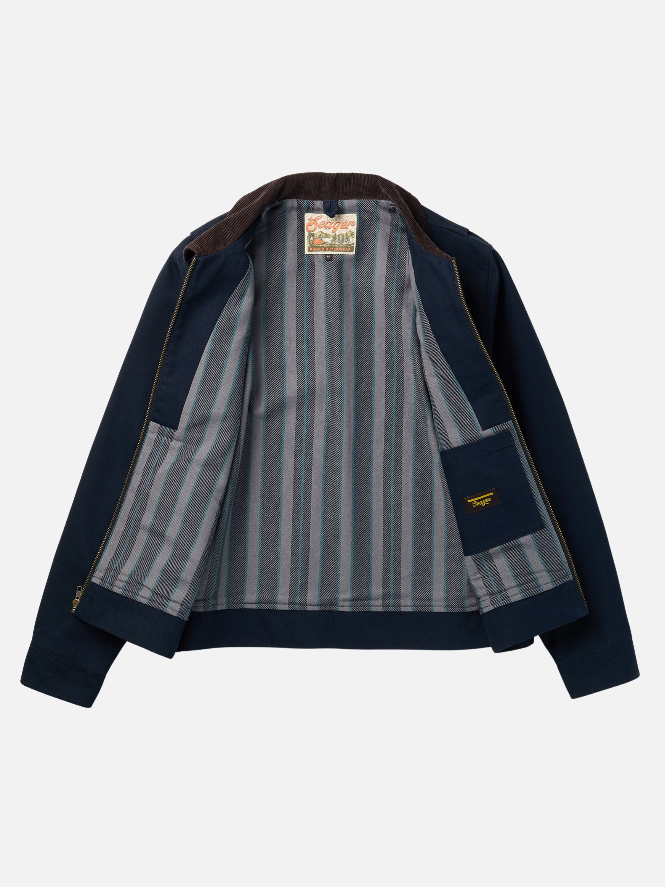 Seager Blanket Lined Ranch Jacket Dark Navy Cropped Diagonal Zipper Duck Canvas Winter Outerwear Athens GA Georgia Kempt Menswear Store Near Me