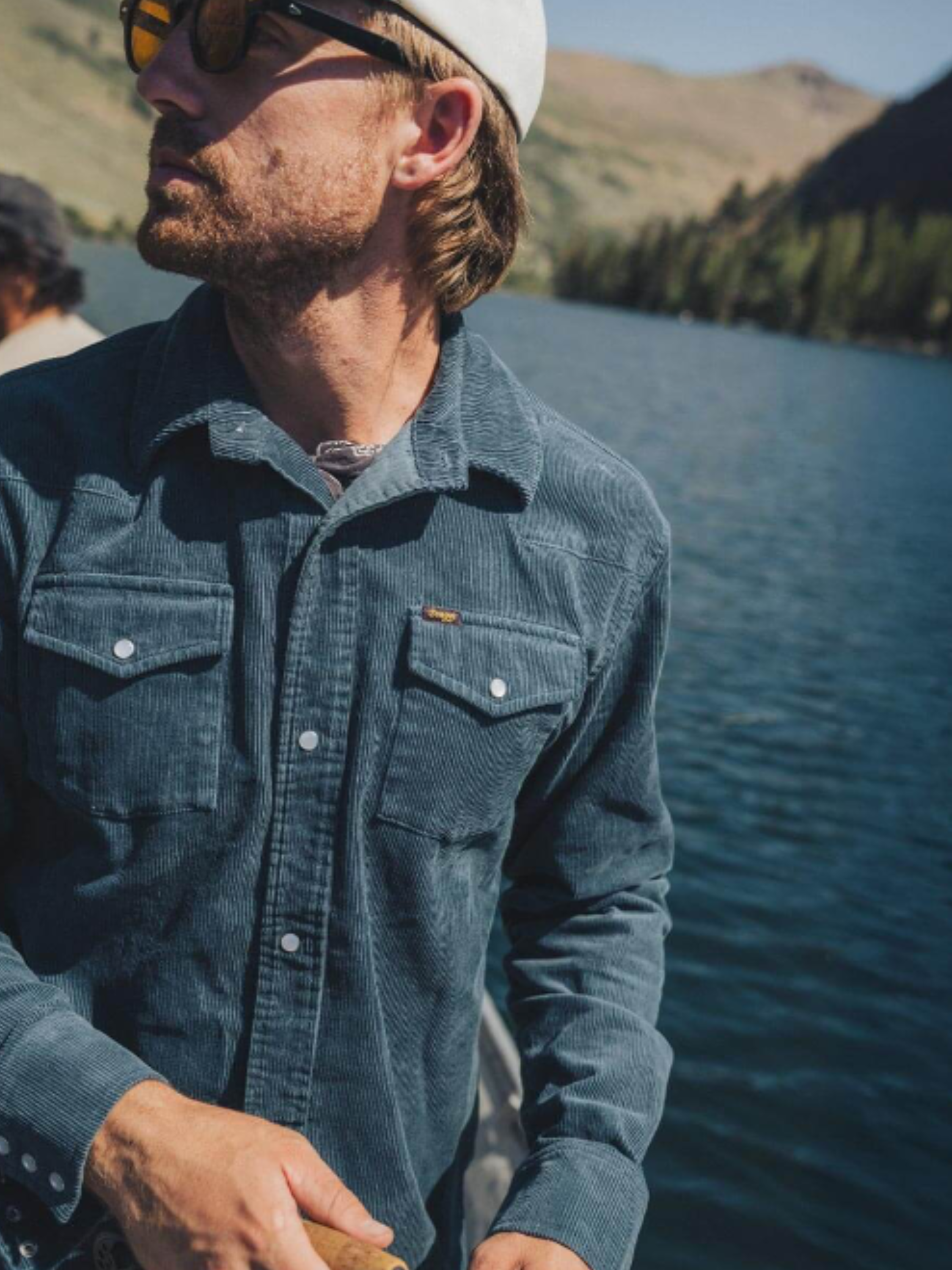 Seager Reagan Pearl Snap Corduroy Shirt Stormy Blue Texture Textured Top Button Down Collared Shirts for Men Men’s Long Sleeve Fall Winter Athens GA Georgia Kempt Menswear Store Near Me