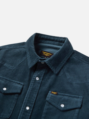 Seager Reagan Pearl Snap Corduroy Shirt Stormy Blue Texture Textured Top Button Down Collared Shirts for Men Men’s Long Sleeve Fall Winter Athens GA Georgia Kempt Menswear Store Near Me