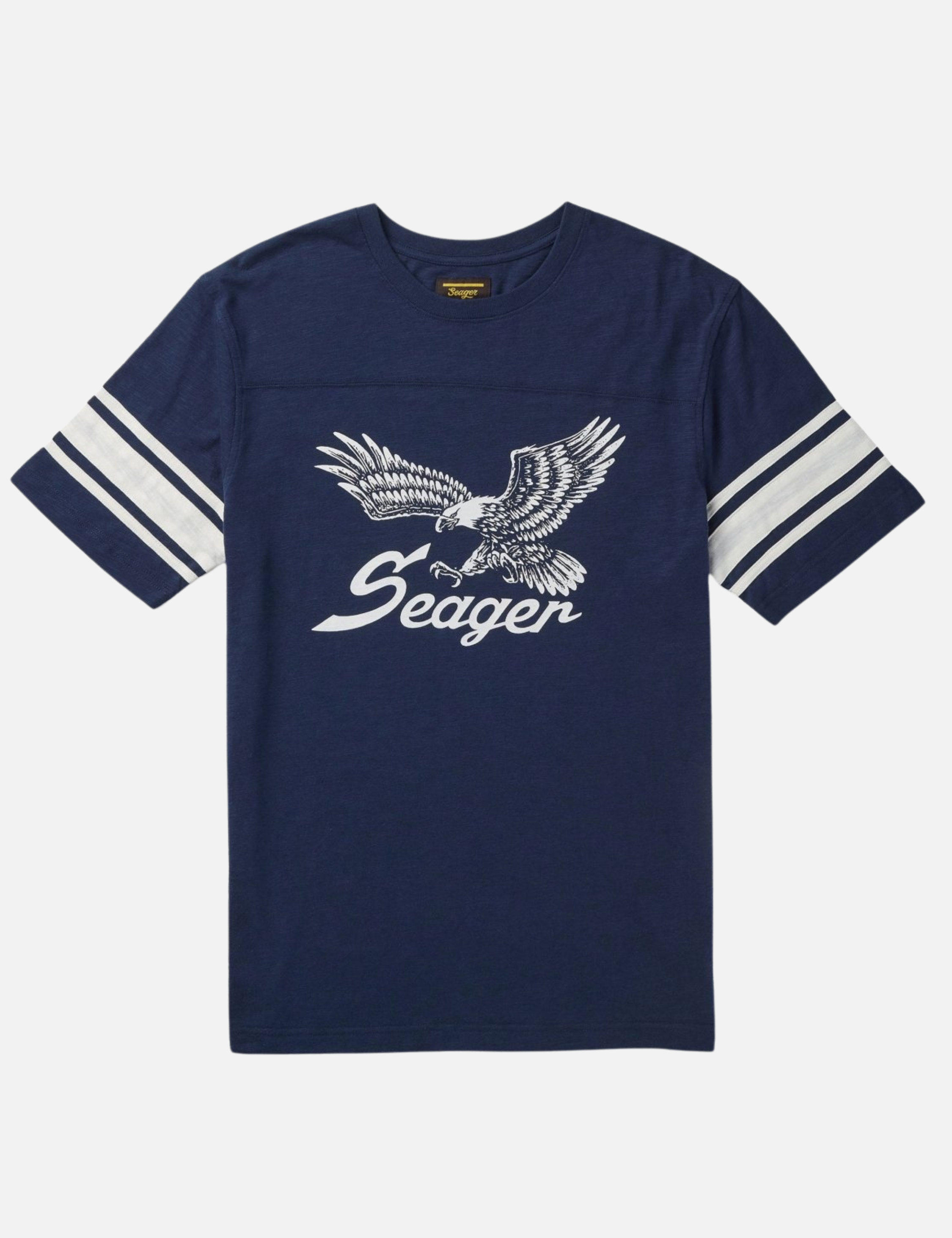 Seager Riggins Crew SS Short Sleeve Tee Graphic Stripe Navy Blue Men’s Top for Men Athens GA Georgia Kempt Menswear Store Near Me