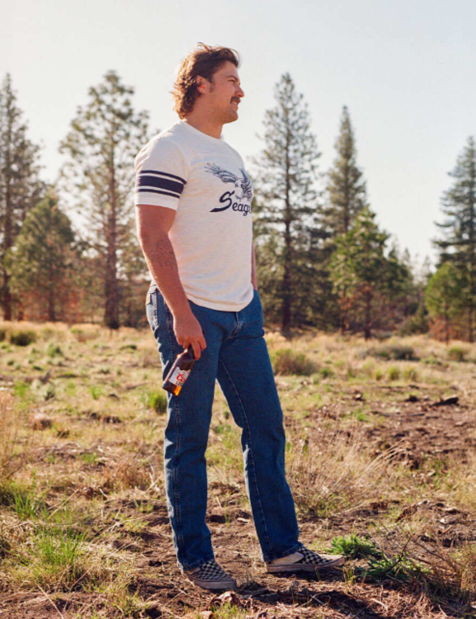 Seager Riggins Crew Tee White Color Block Americana USA Eagle Print Design Men’s Summer Tops for Men Athens GA Georgia Kempt Menswear Store Near Me