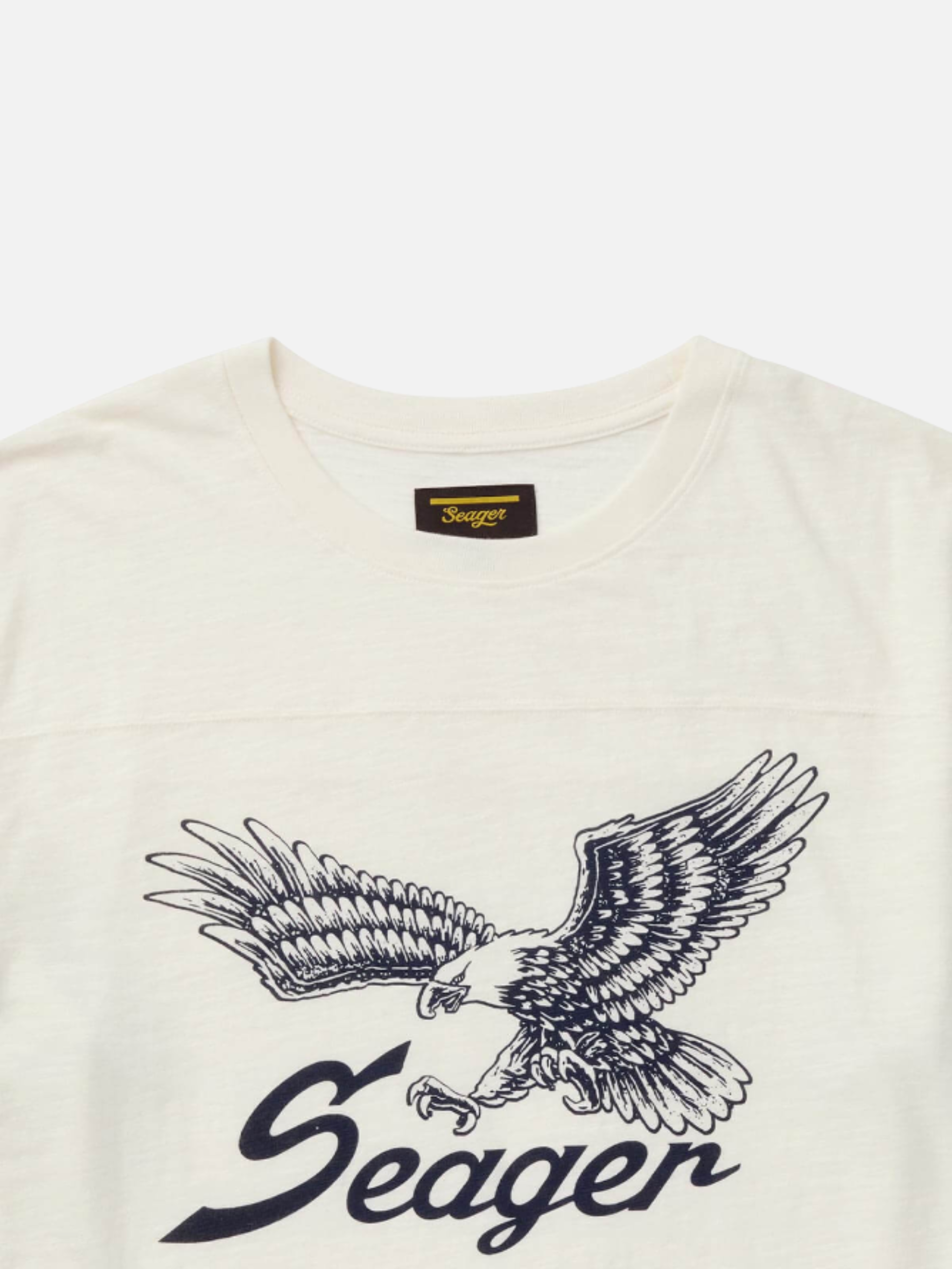 Seager Riggins Crew Tee White Color Block Americana USA Eagle Print Design Men’s Summer Tops for Men Athens GA Georgia Kempt Menswear Store Near Me