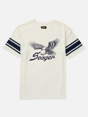 Seager Riggins Crew Tee White Color Block Americana USA Eagle Print Design Men’s Summer Tops for Men Athens GA Georgia Kempt Menswear Store Near Me