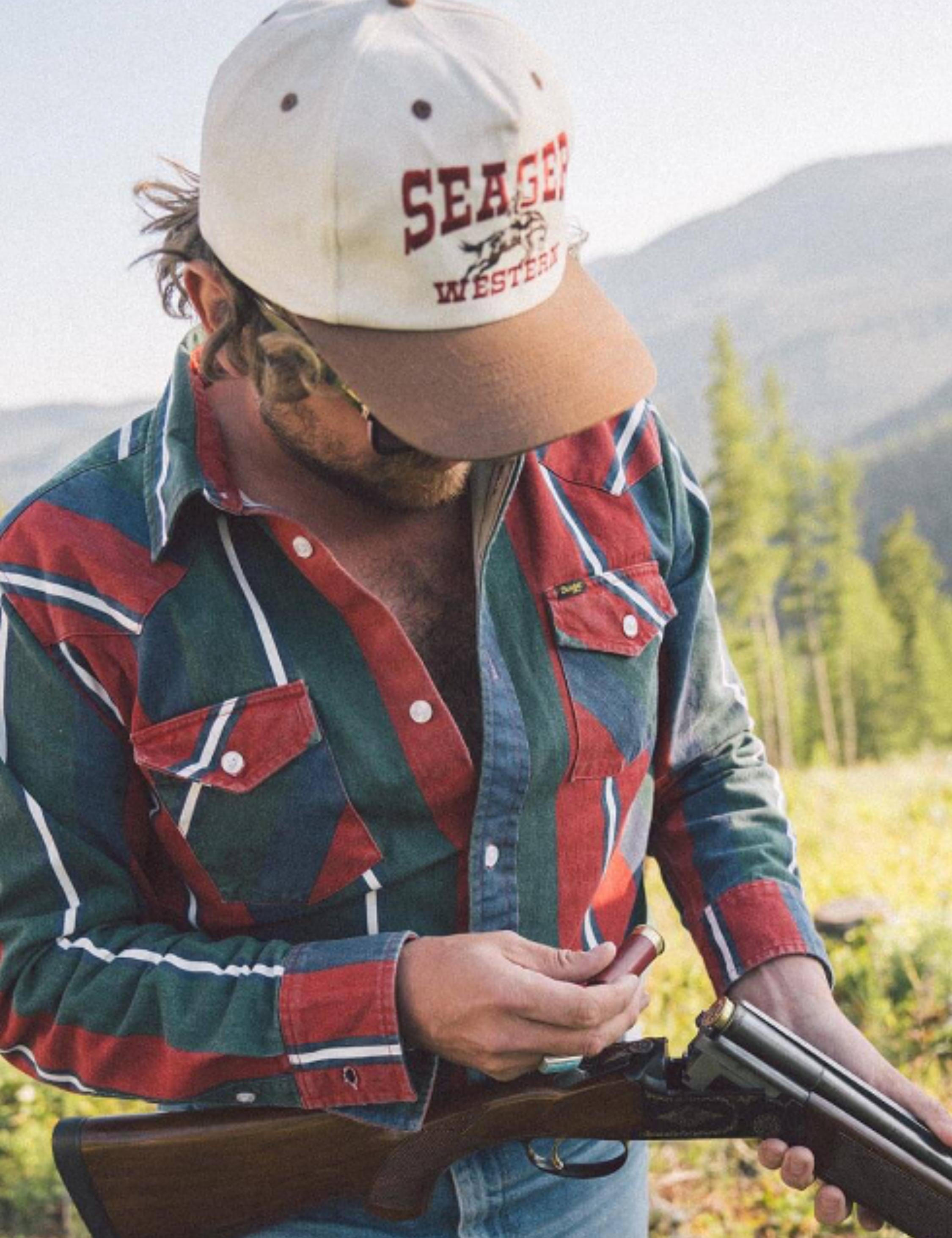 Seager Rodeo Snapback Medium Profile Cream Brown Red Western Accessories Men’s Hats for Men Kempt Athens GA Georgia Kempt Menswear Store Near Me