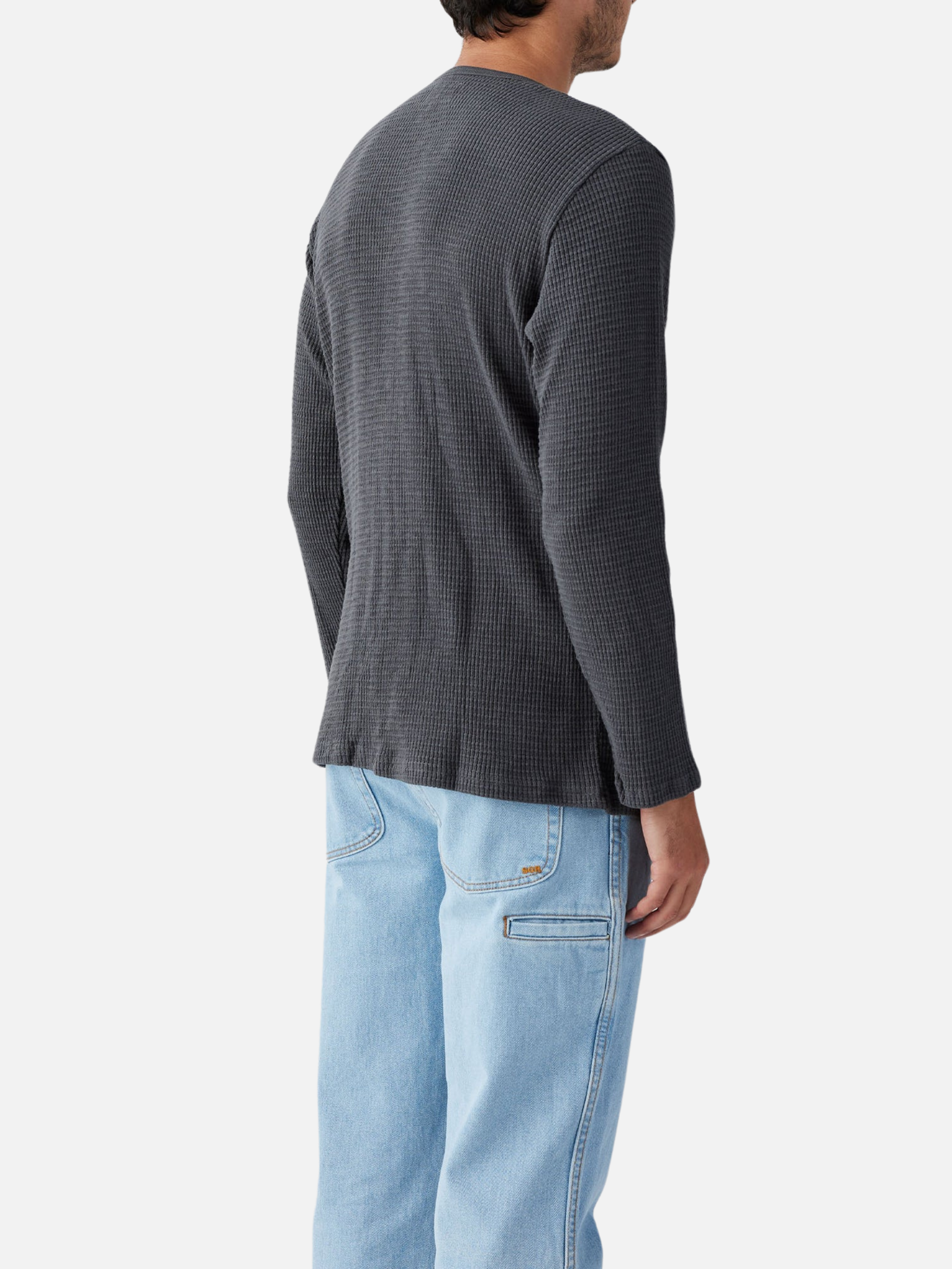 seager sawpit henley vintage black white brand embroidery on pocket waffle knit thermal ls long sleeve shirt kempt athens ga georgia men's clothing store