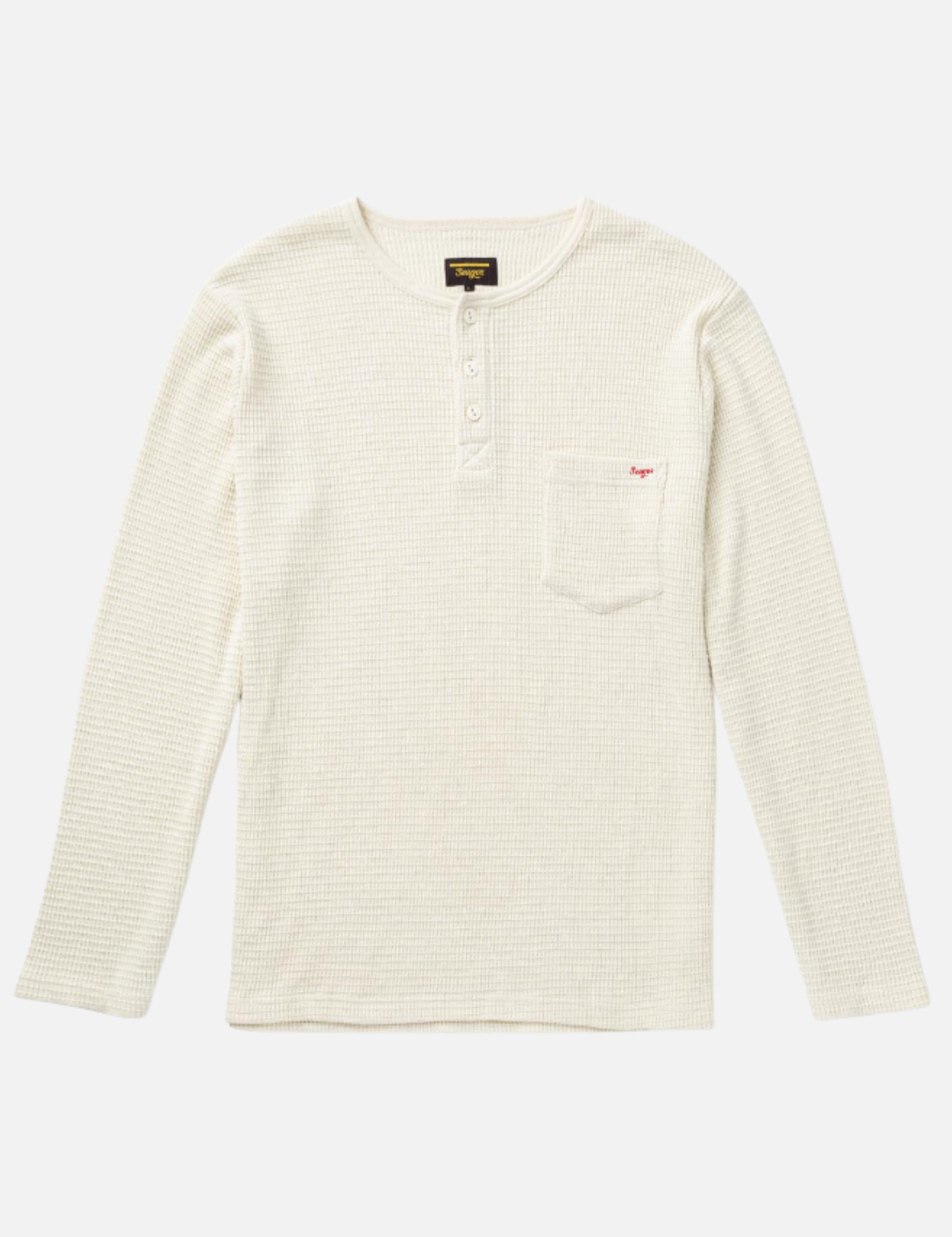 Seager Sawpit Henley LS Long Sleeve Thermal Shirt Men’s Fall Winter Tops for Men Vintage Black Washed Front Pocket Texture Athens GA Georgia Kempt Menswear Store Near Me