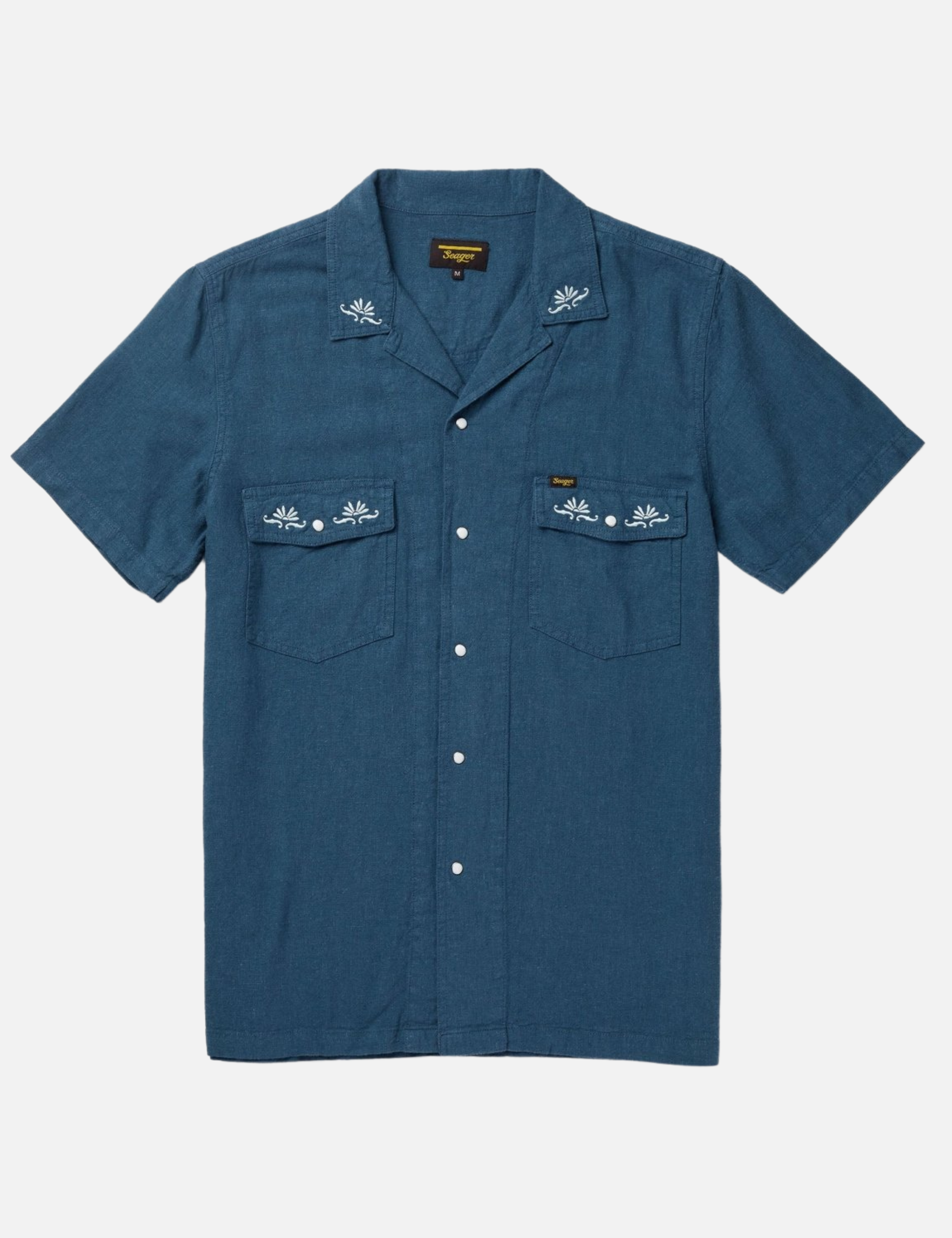 Seager Whippersnapper Navy Blue Pearl Snap Embroidered Casual Shirt Button Up Western Top for Men Athens GA Georgia Kempt Menswear Store Near Me