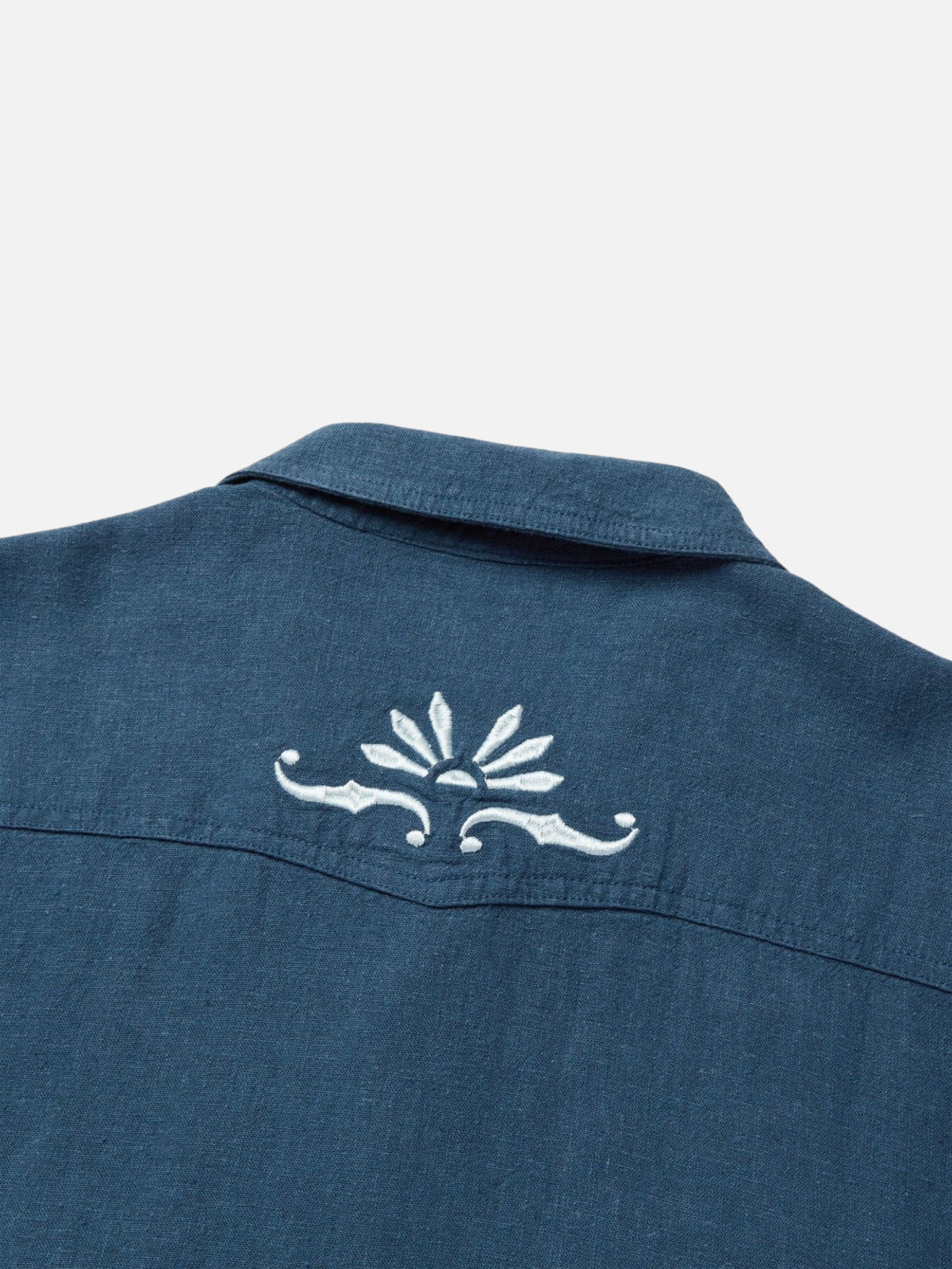 Seager Whippersnapper Navy Blue Pearl Snap Embroidered Casual Shirt Button Up Western Top for Men Athens GA Georgia Kempt Menswear Store Near Me