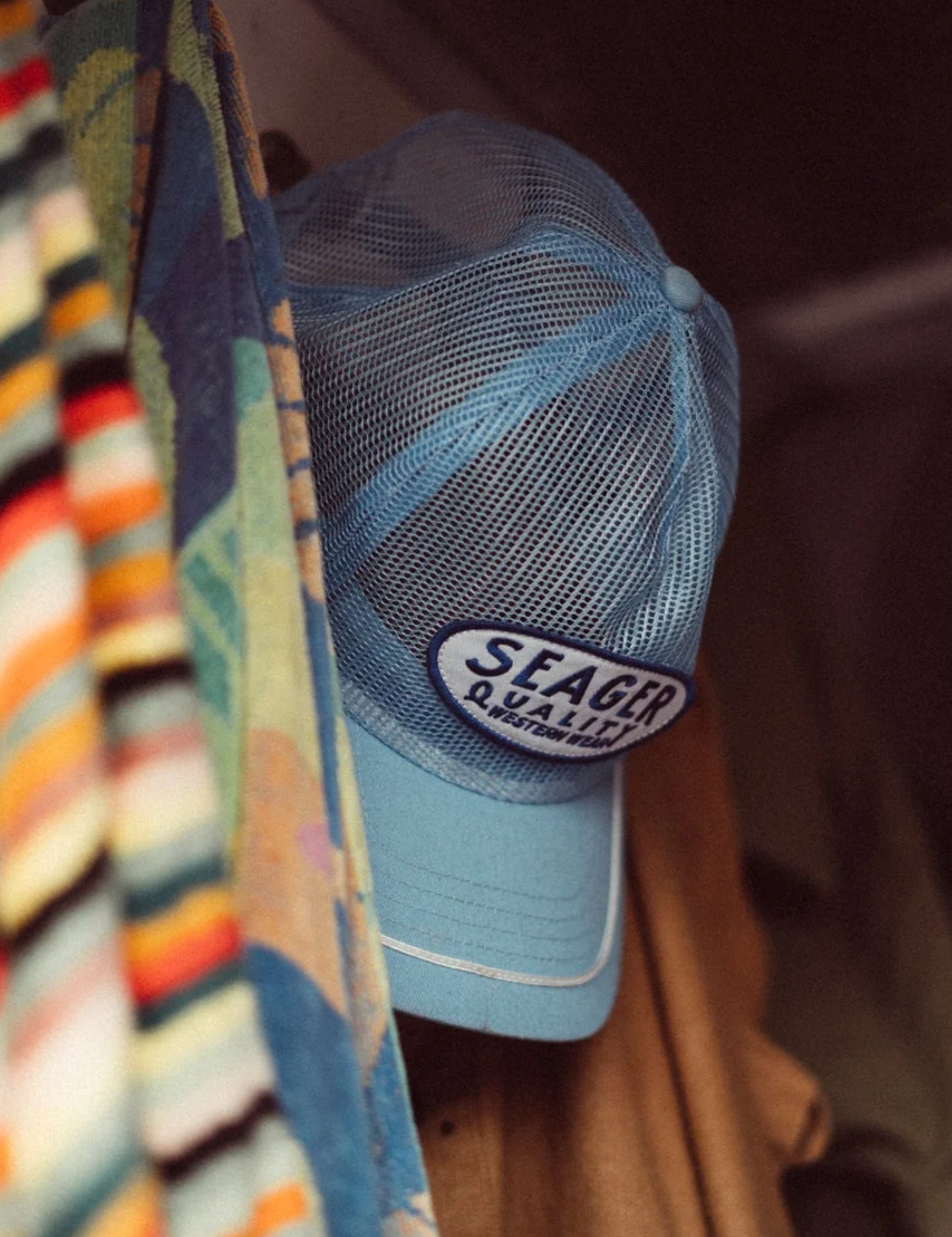 Seager Brand Old Town All Mesh Blue Snapback Hat Athens Kempt Menswear 