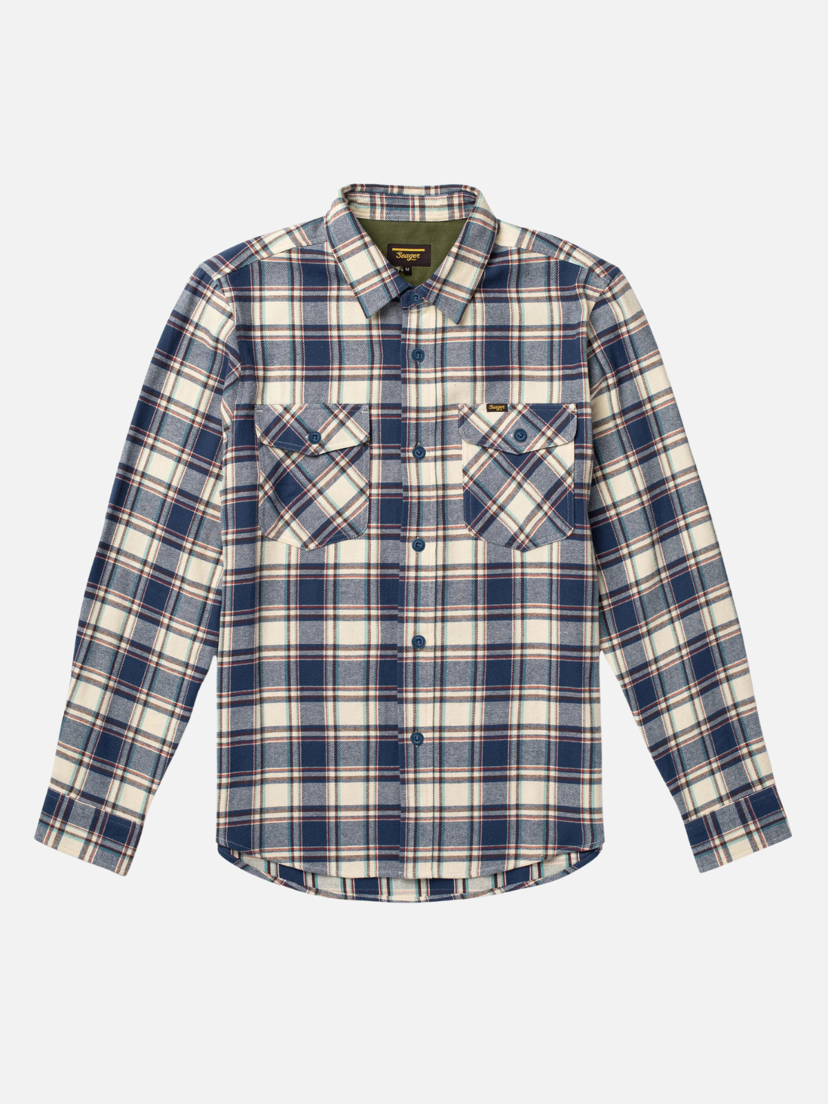 Seager Flannel Natural Blue Double Breast Pocket Kempt Athens GA Mens Clothing Store Downtown Athens Shopping University Of Georgia