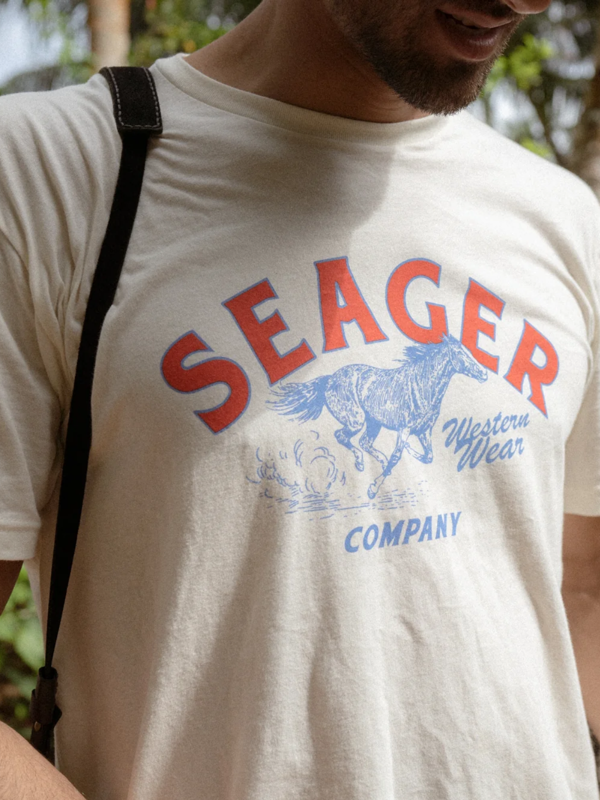 seager heritage tee natural white cream red blue graphic t-shirt 100% cotton kempt athens ga georgia men's clothing store