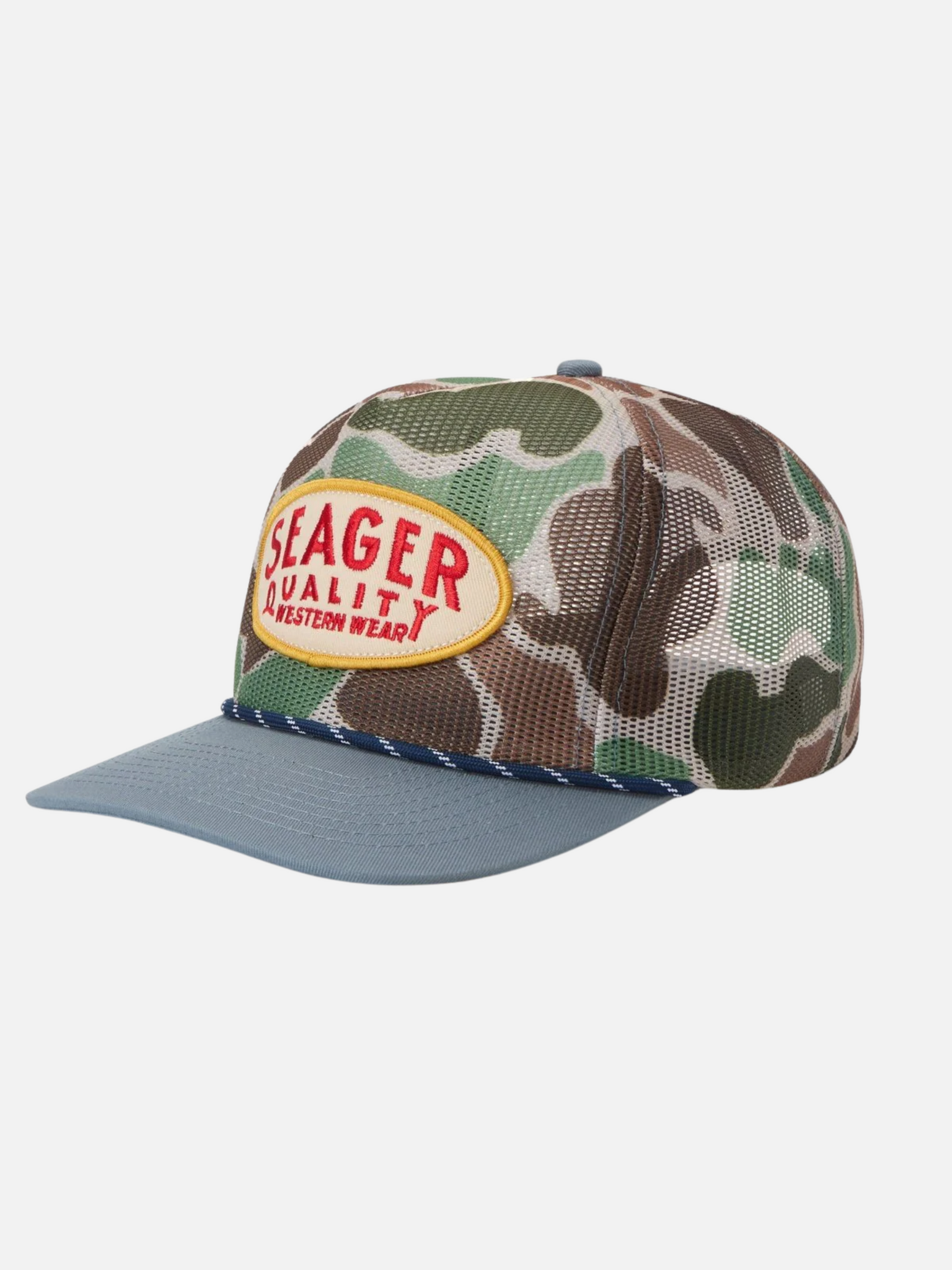 Seager Old Town All Mesh Snapback Camo Blue Men's Adjustable Headwear Hat Athens GA Georgia Kempt Menswear Store Near Me