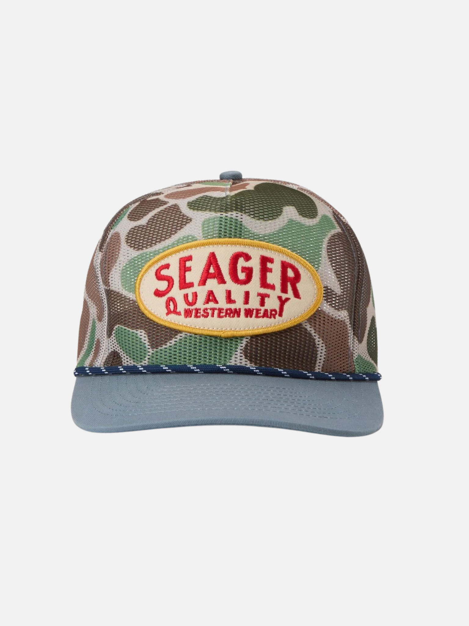 Seager Old Town All Mesh Snapback Camo Blue Men's Adjustable Headwear Hat Athens GA Georgia Kempt Menswear Store Near Me
