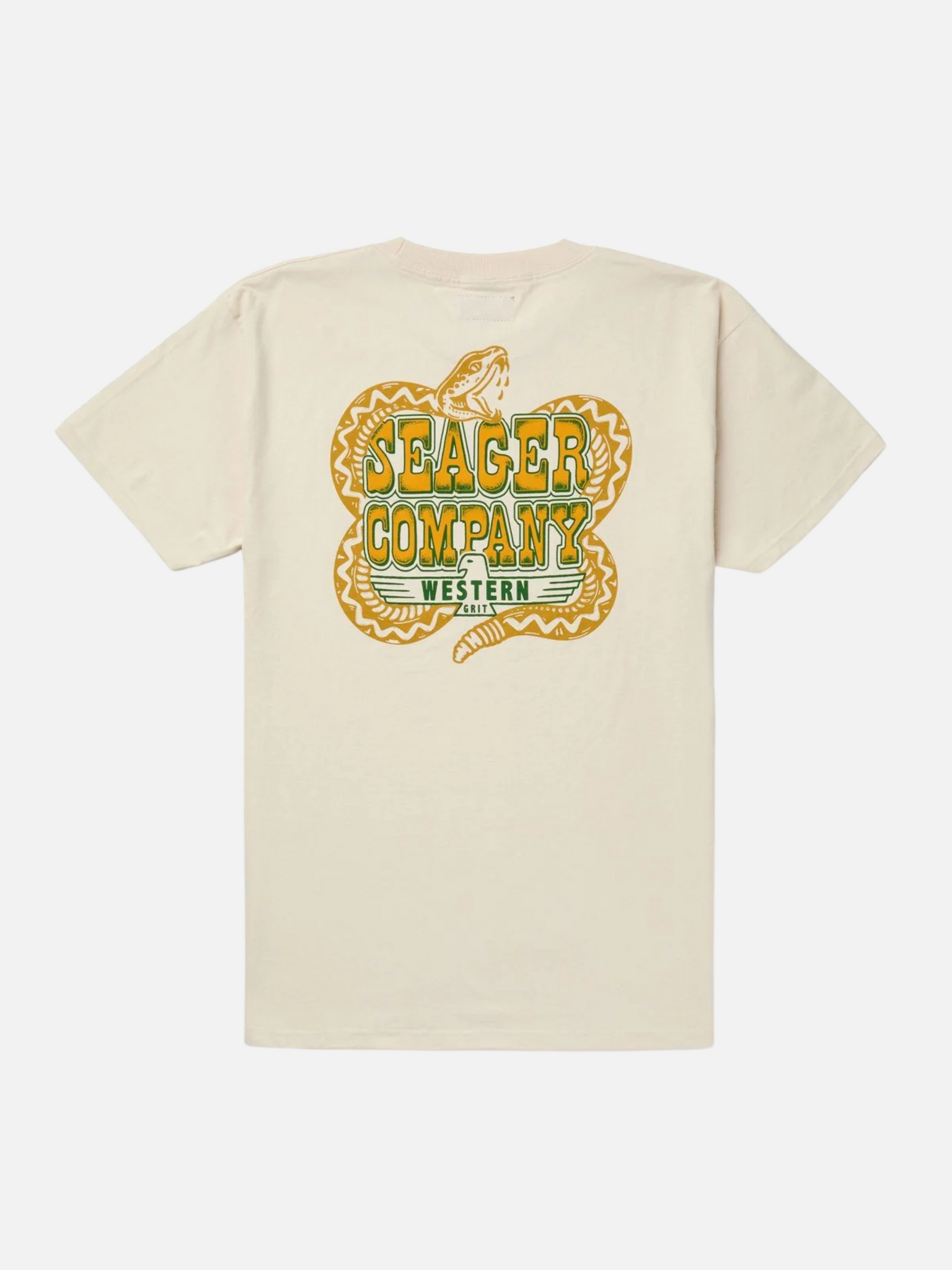 Seager Rattler Tee Vintage White Men's SS Short Sleeve Vintage Graphic Tee Shirt For Men Athens GA Georgia Kempt Menswear Store Near Me