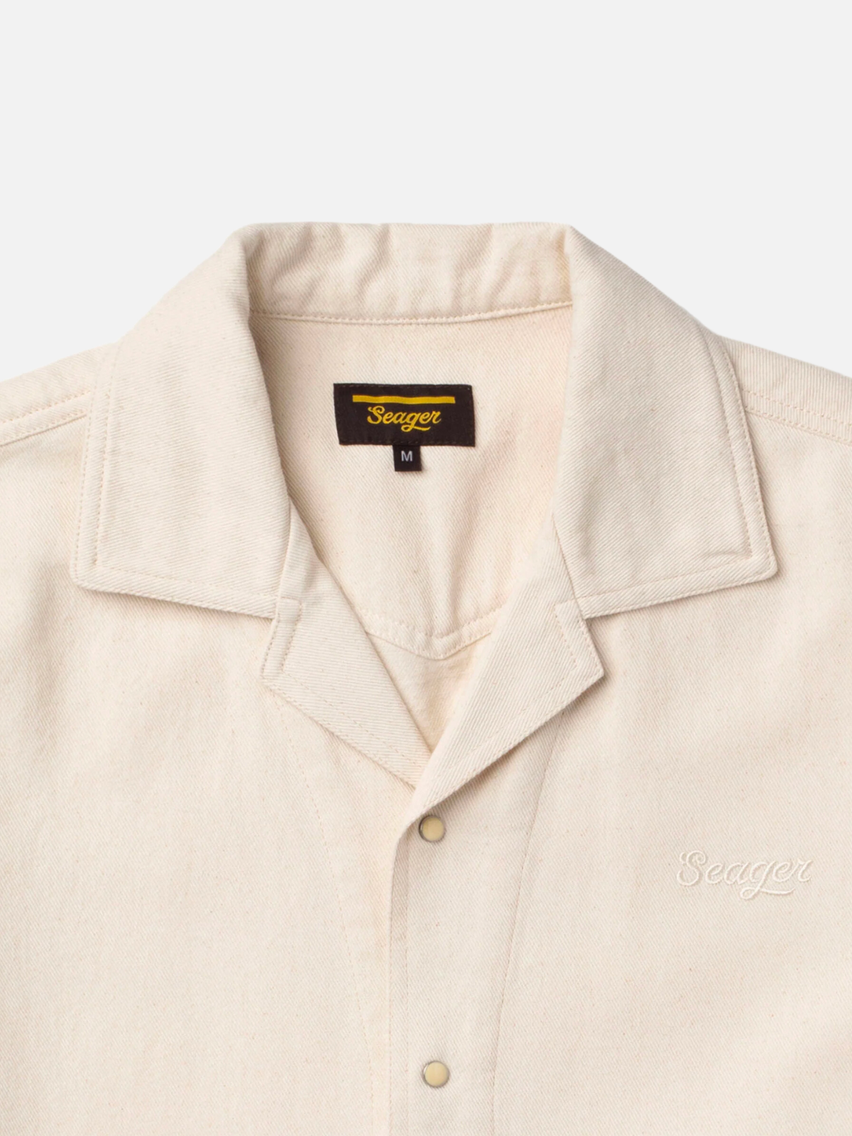 seager south paw whippersnapper cotton denim twill natural cream western pearl snap button down short sleeve kempt athens ga georgia men's clothing store