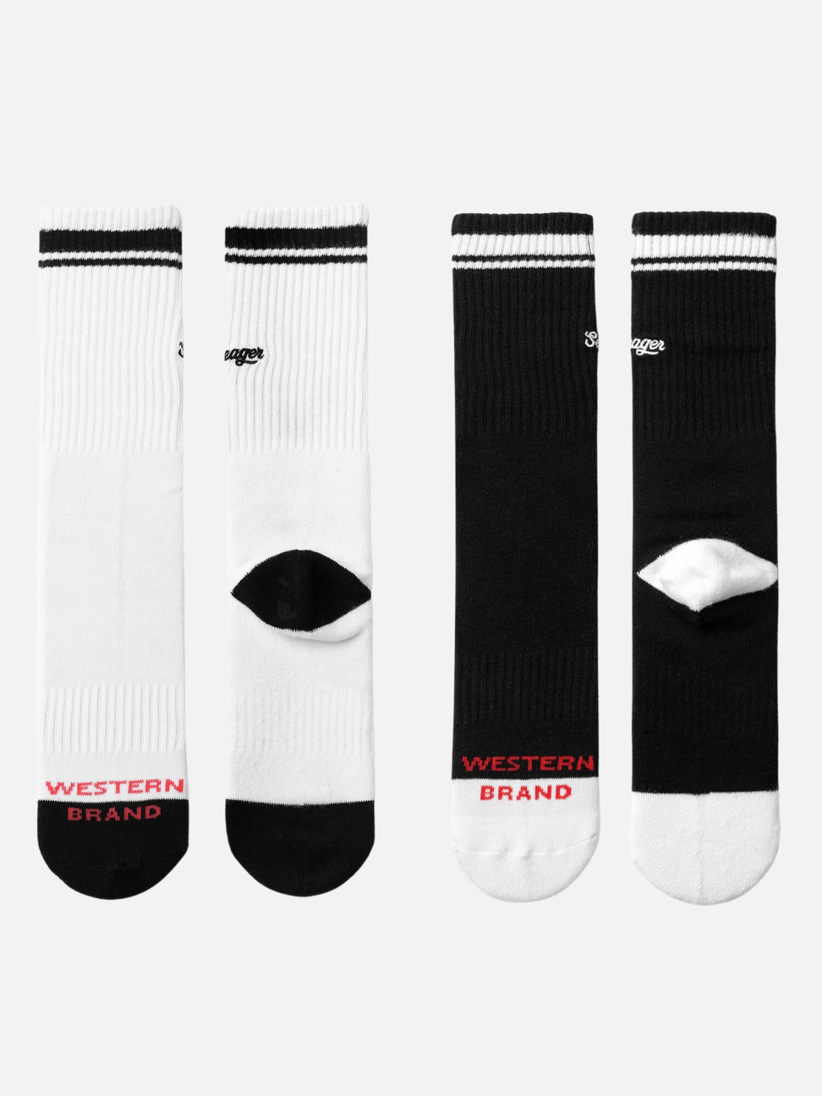 seager daily crew socks 2 pack black and white cotton Kempt mens wear store athens ga Seager Daily Crew Socks Embroidered Western Brand Athletic Socks Kempt Mens Clothing Store Downtown Athens Georgia Shopping