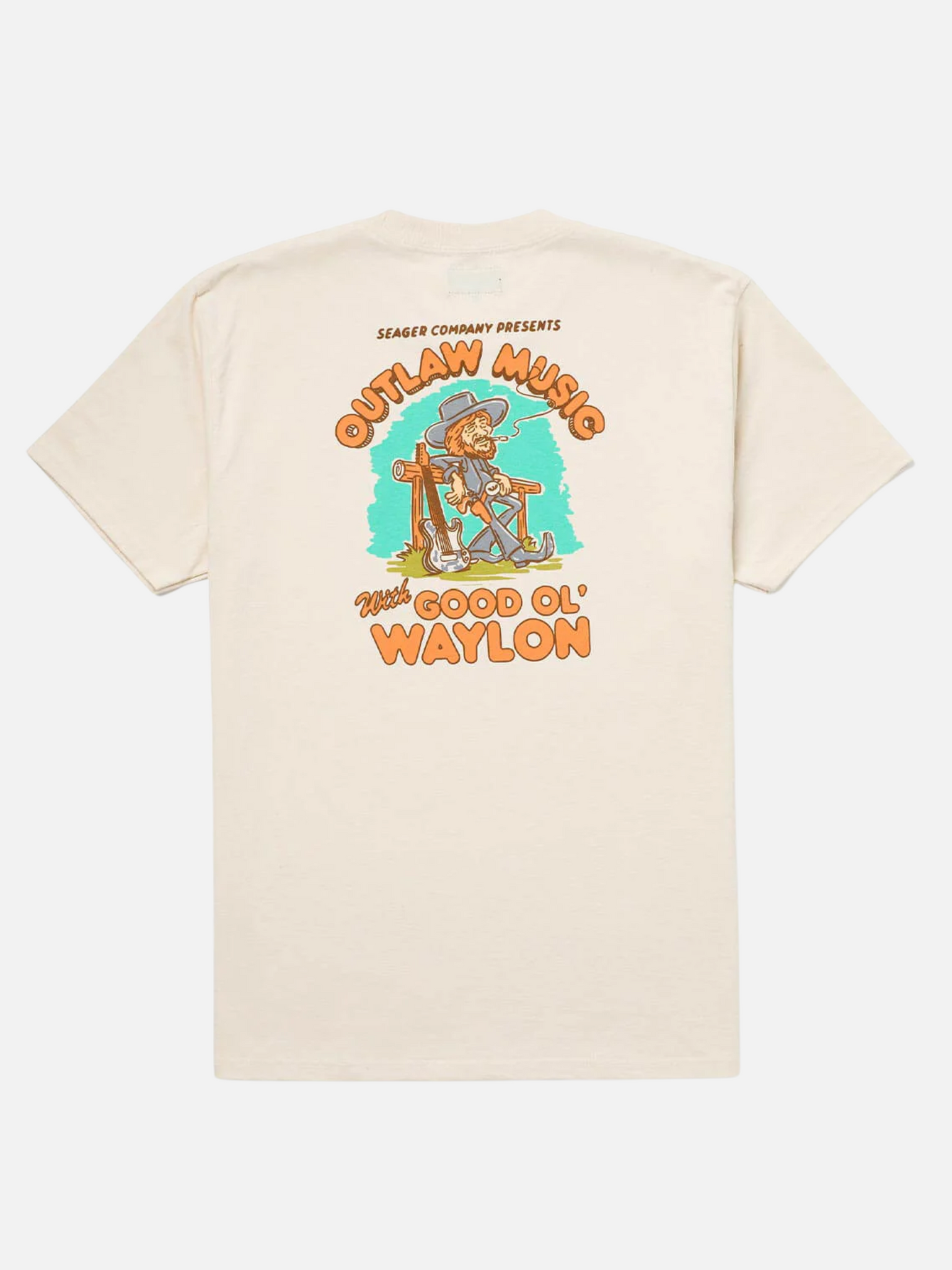 Seager X Waylon Jennings Outlaw Tee Vintage White Men's Graphic SS Short Sleeve Tee Shirt For Men Athens GA Georgia Kempt Menswear Store Near Me
