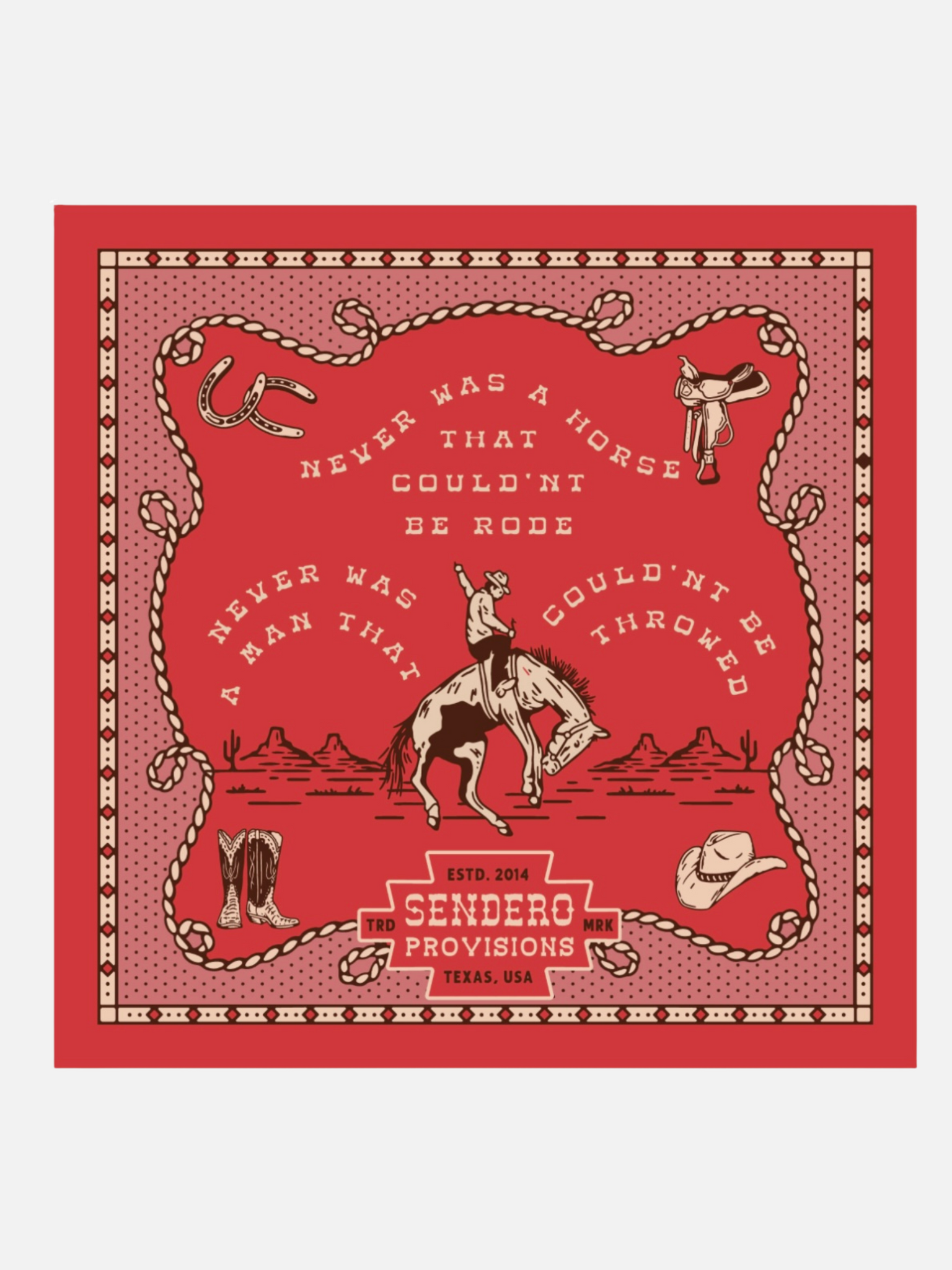 Sendero Provisions Never Was A Horse Bandana Red Accessories Gifts for Men Unisex Accessory Athens GA Georgia Kempt Menswear Store Near Me