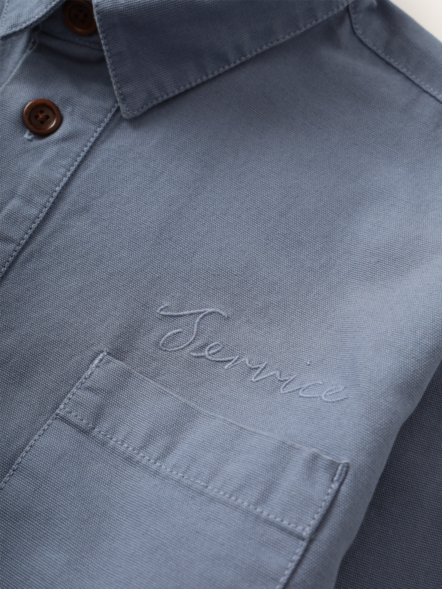 Service Works Canvas Script Popover Harbour Blue Gray Men’s Top Collared Outerwear Athens Kempt Menswear 