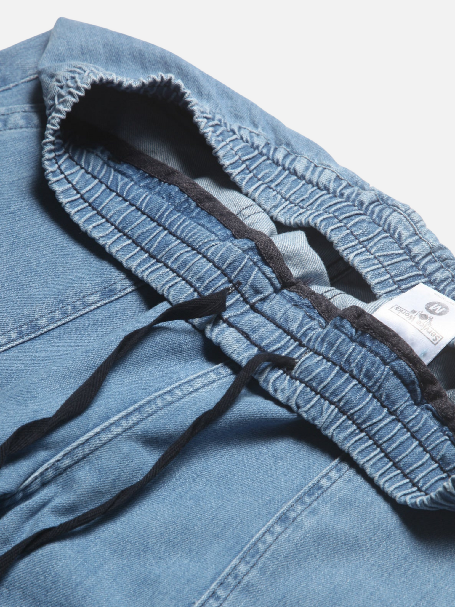 Service Works Denim Chef Pant Light Wash Blue Men’s Bottoms Trousers for Cooks Elastic Waistband Drawstring Athens Kempt Menswear Store