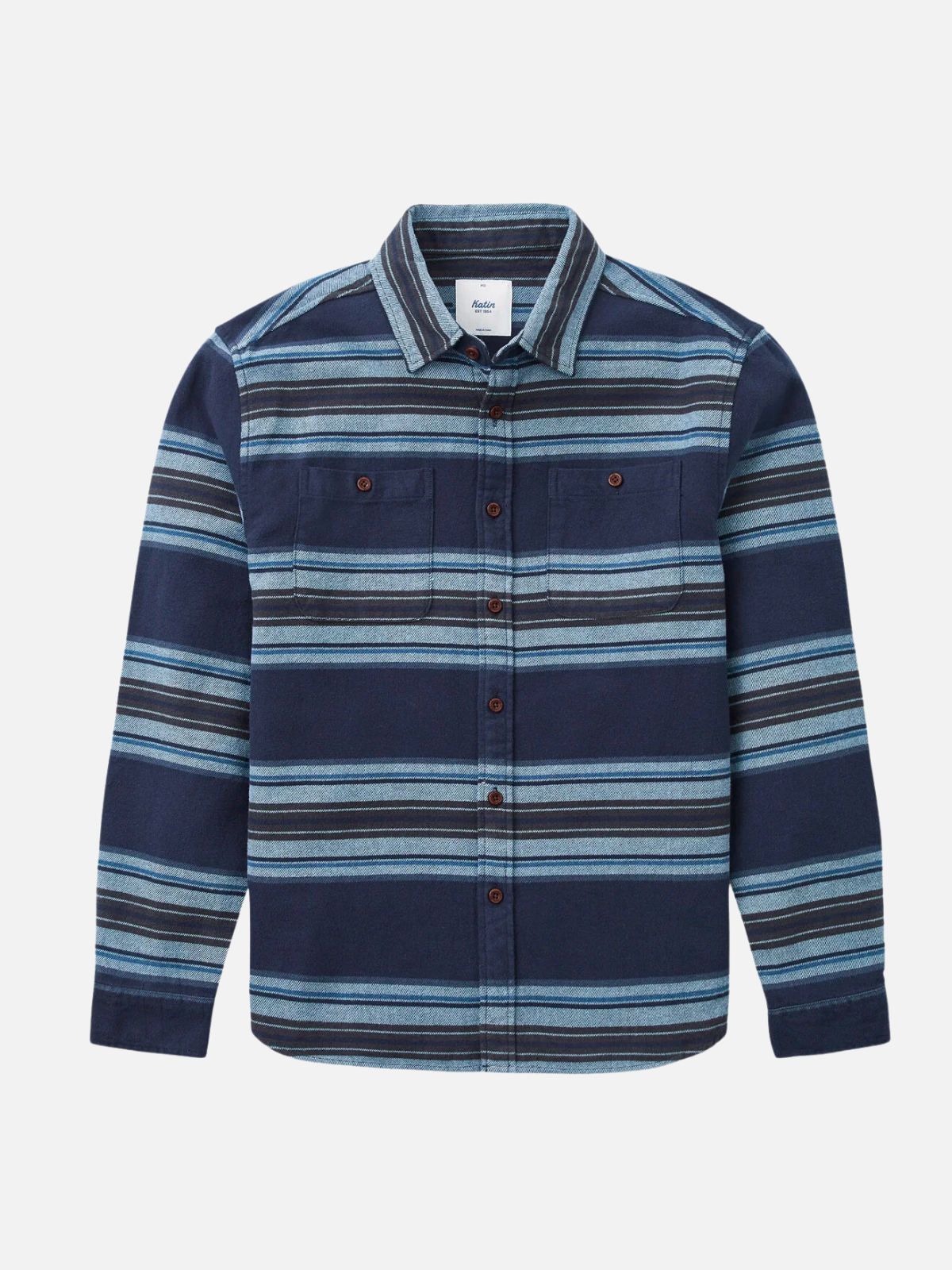 katin sierra flannel polar navy horizontal stripe button down shirt blue black grey kempt athens ga georgia men's clothing store