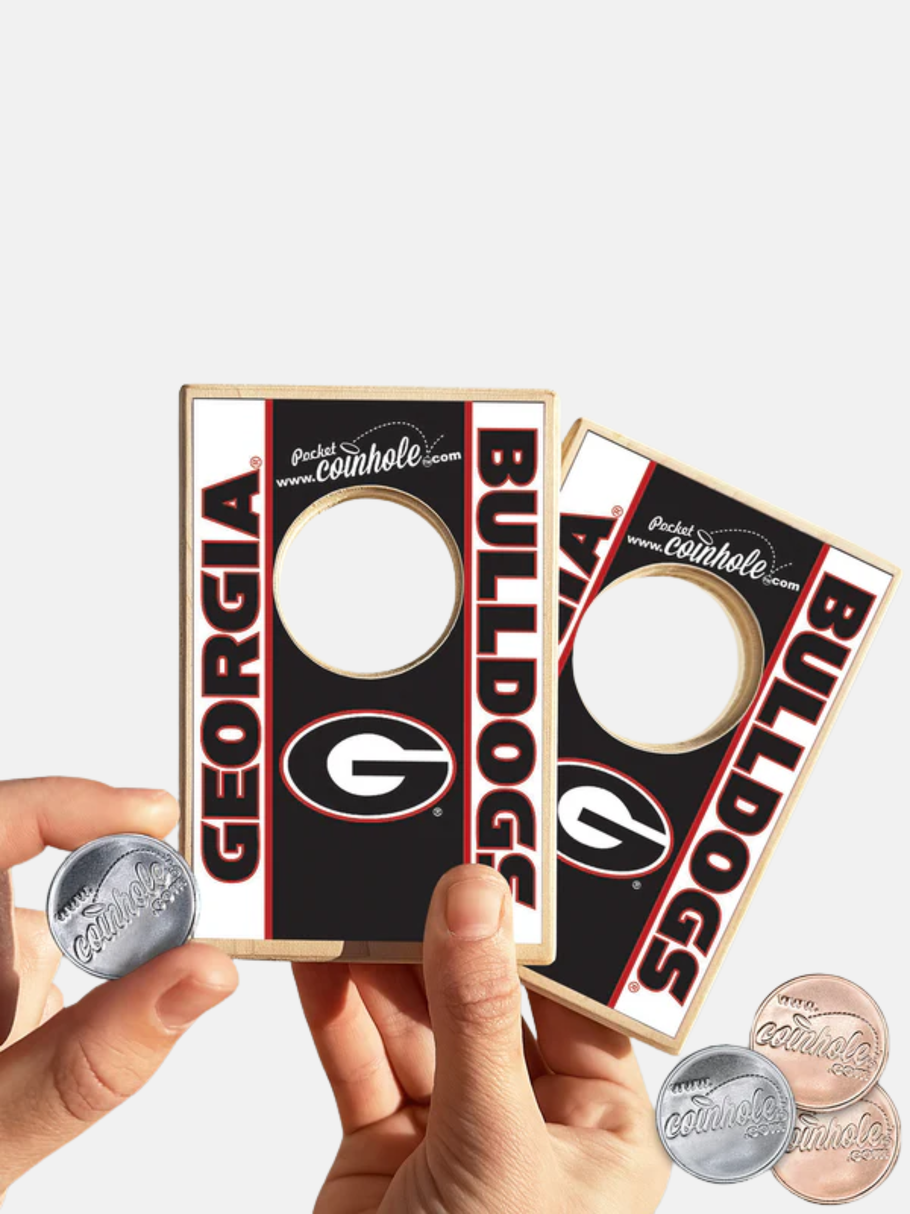 University of Georgia UGA Pocket Coinhole Tabletop Tailgate Miniature Family Boardgame Gift For Husband Friends Dad Boyfriend Student Athens GA Georgia Kempt Menswear Store Near Me