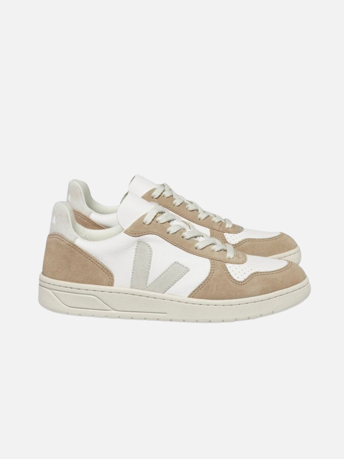 veja v-10 chromefree leather - extra white natural sahara tan silver light brown made from bovine leather, Amazonian rubber, sugar cane, organic cotton - kempt athens ga georgia men's clothing and shoes store downtown lumpkin street