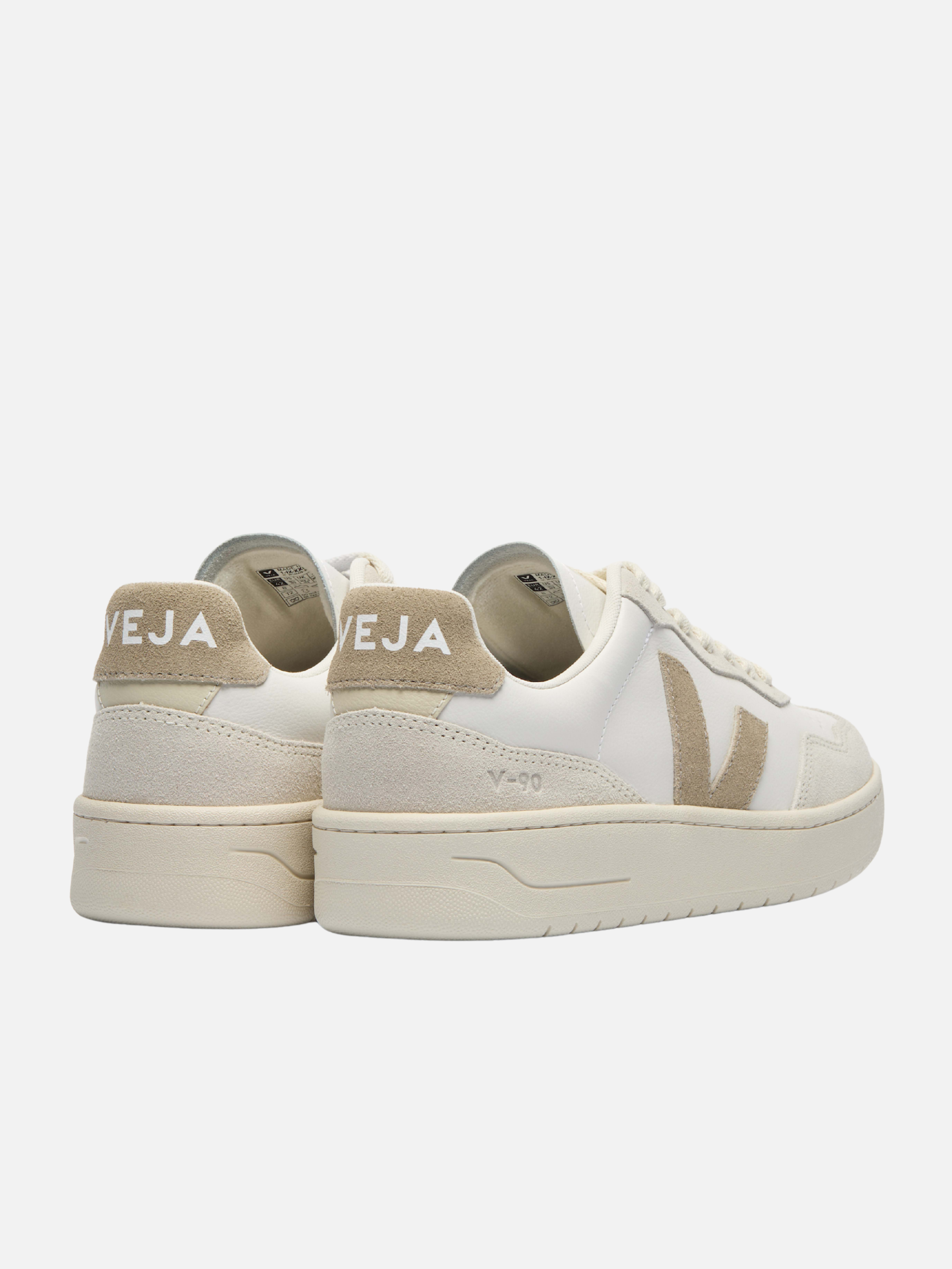 Veja V-90 Leather Sneaker White Taupe Fall Winter Men’s Women’s Shoes for Men Women Shoe Athens GA Georgia Kempt Menswear Store Near Me
