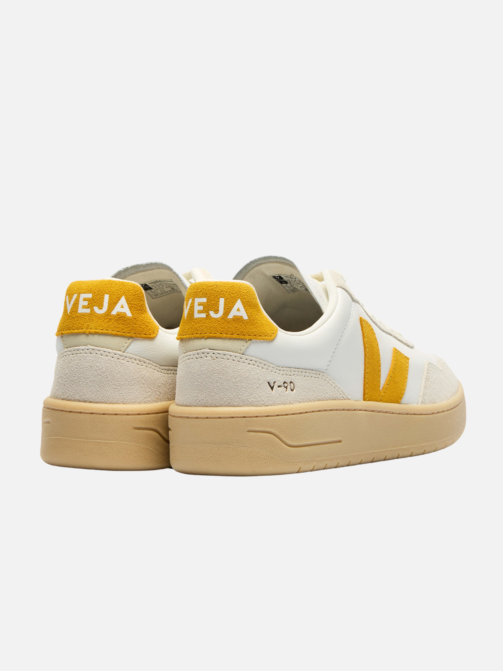 Veja V-90 Leather Sneaker White Toscane Natural Cream Yellow Men’s Footwear Shoes for Men Spring Summer Athens GA Kempt Menswear Store Near Me