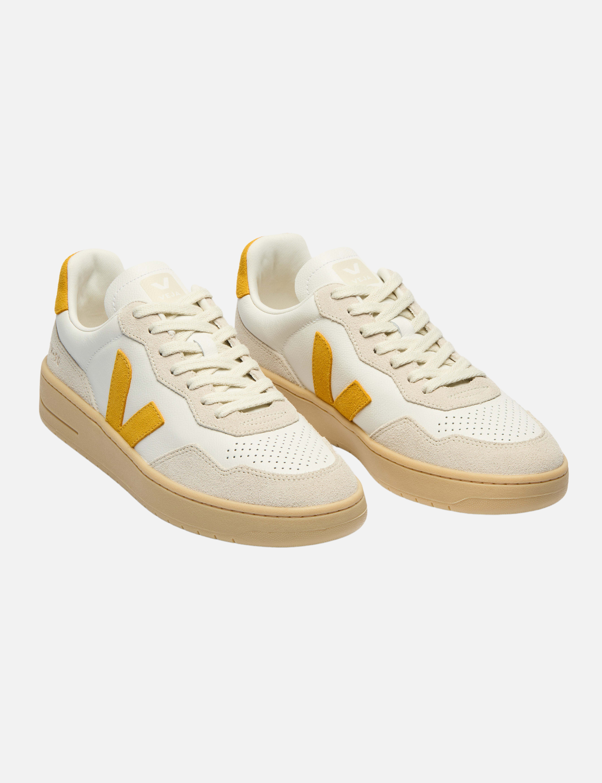 Veja V-90 Leather Sneaker White Toscane Natural Cream Yellow Men’s Footwear Shoes for Men Spring Summer Athens GA Kempt Menswear Store Near Me